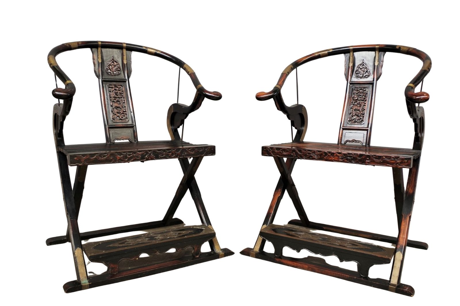 Coppia Di Troni Pieghevoli In Stile Dinastia Ming – Manifattura Anni '40 photo furniture