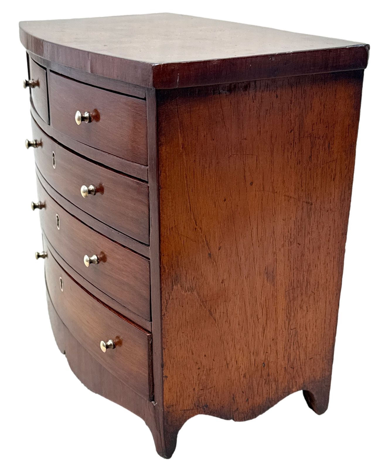 19th Century Victorian Miniature Bowfront Chest (England, Circa 1860) photo for sale