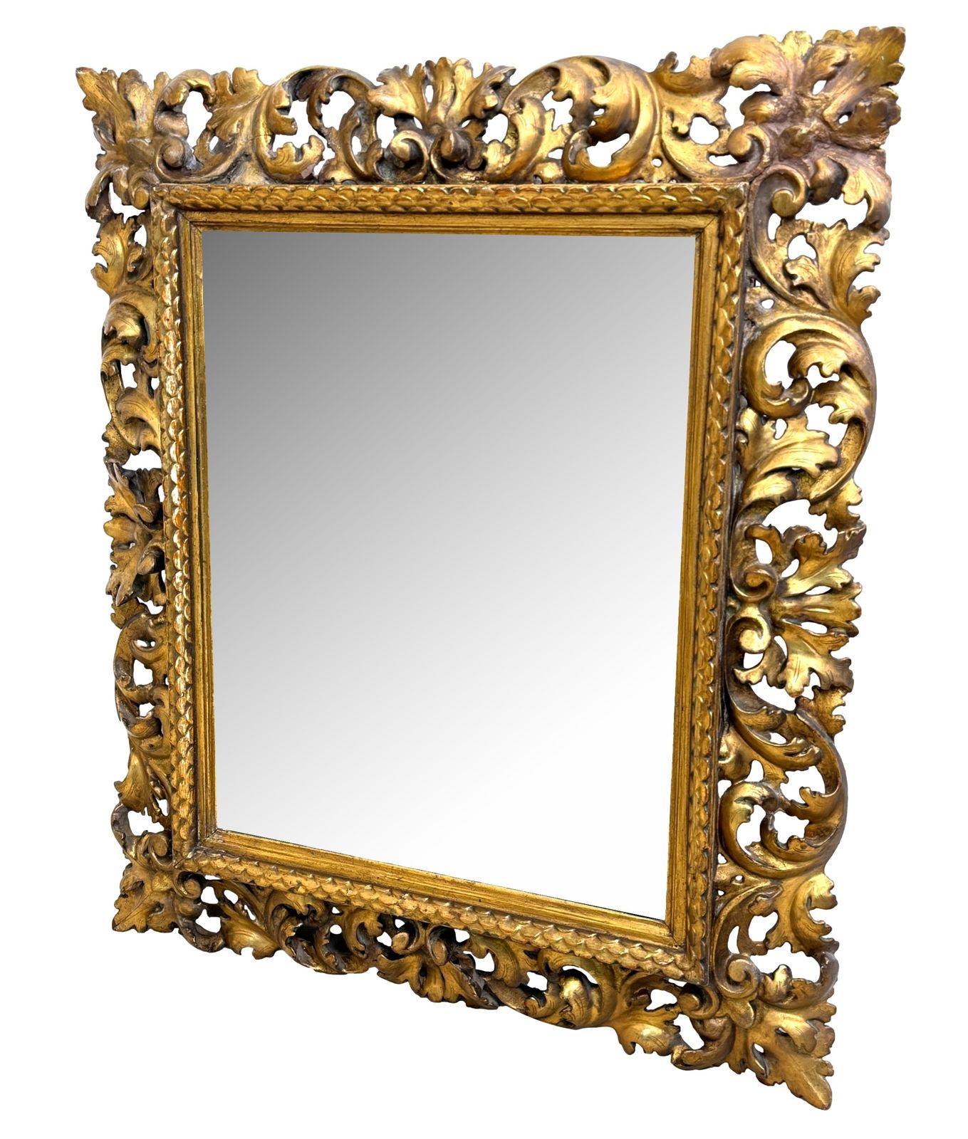 photo for sale Small 19th Century Italian Giltwood Florentine Mirror (Italy, Circa 1860)