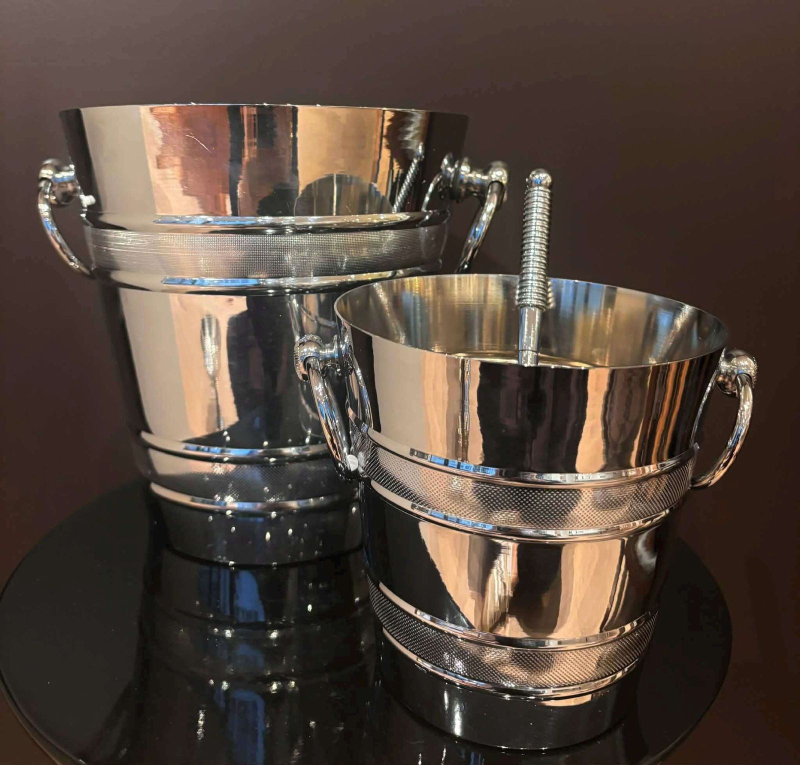 Letang Remy Champagne Bucket & Ice Bucket Set: French Stainless Steel Barware photo furniture