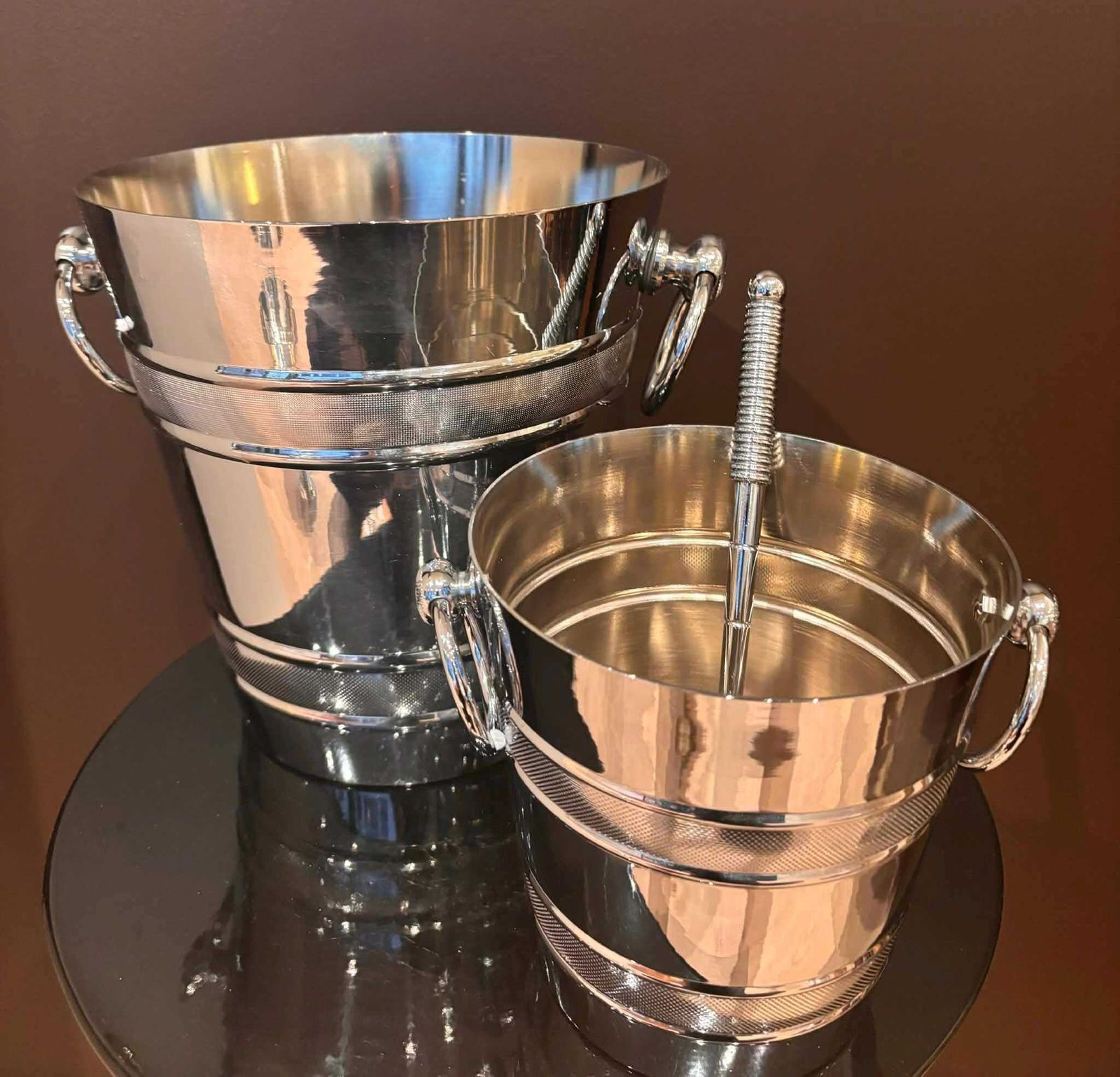Letang Remy Champagne Bucket & Ice Bucket Set: French Stainless Steel Barware photo Home Decor