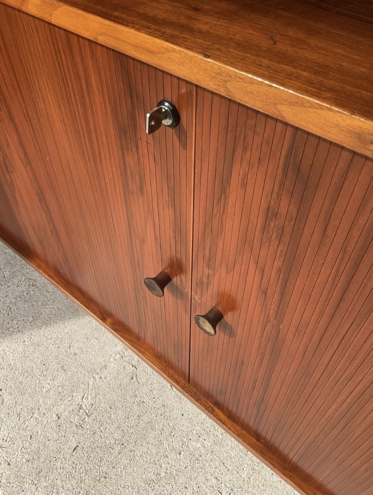 Mid Century Danish Teak Tambour Sideboard By Danflex Systems 1970s photo vintage