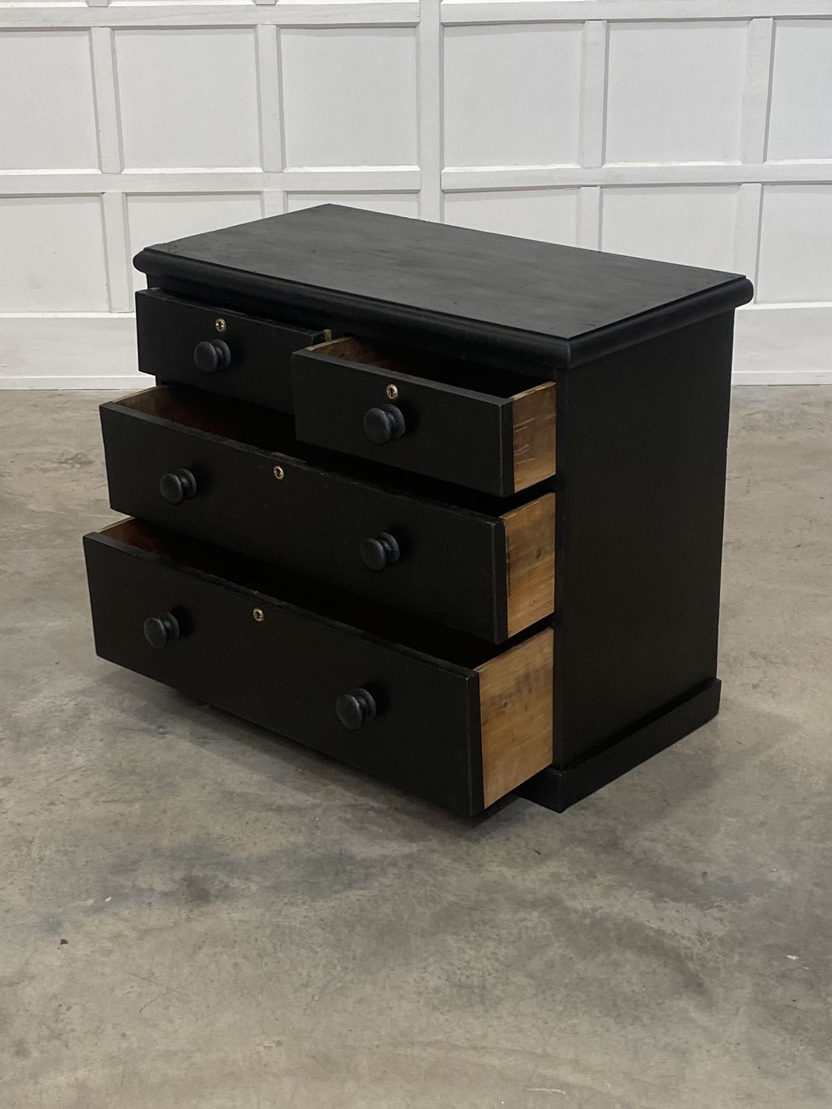Small Pine Ebonised Chest Of Drawers photo for sale