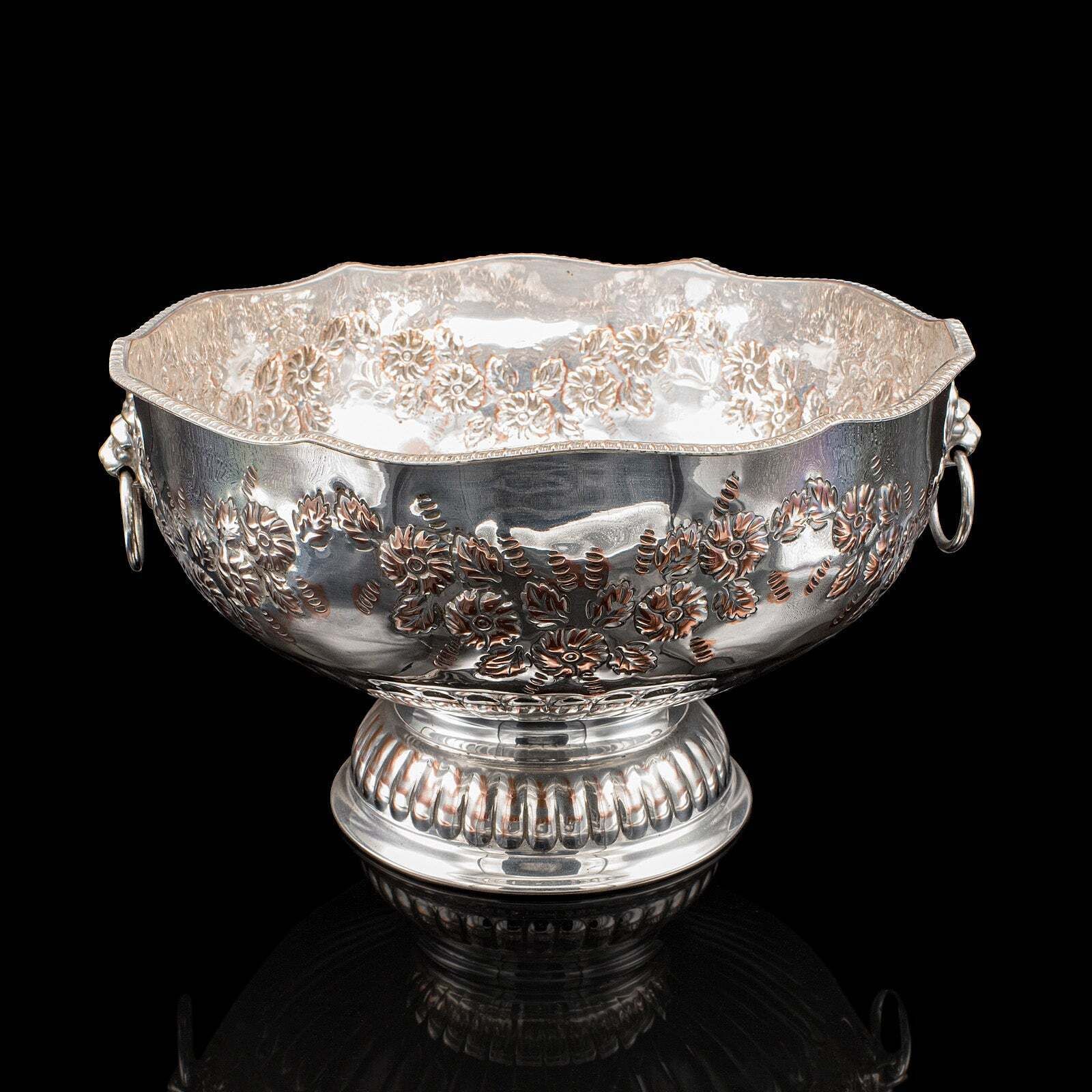 Vintage Punch Bowl, English, Silver Plate, Ice Dish, Cooler, Trophy, Art Deco photo Home Decor