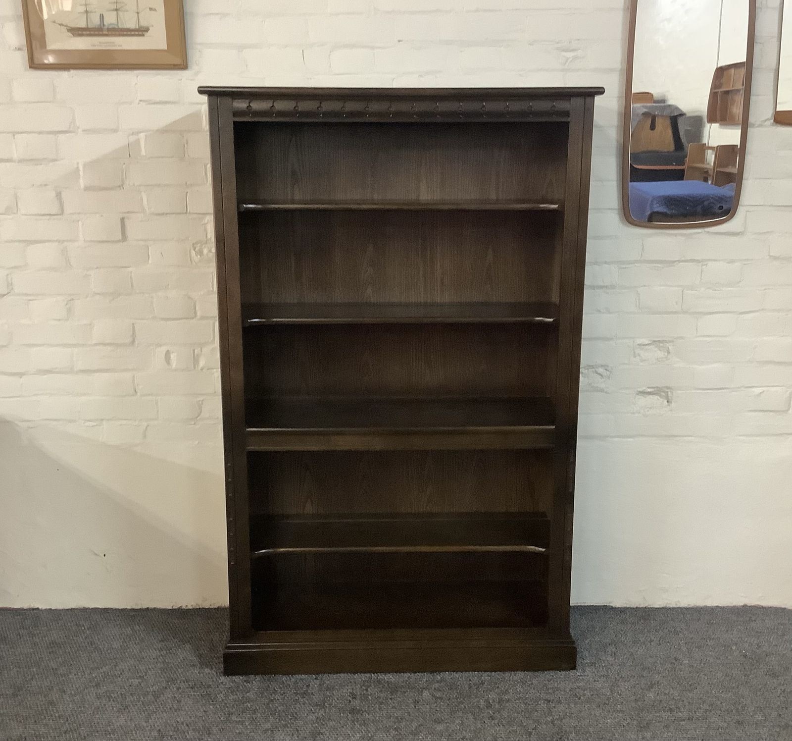 Ercol Mural Open Bookcase In Traditional Finish.