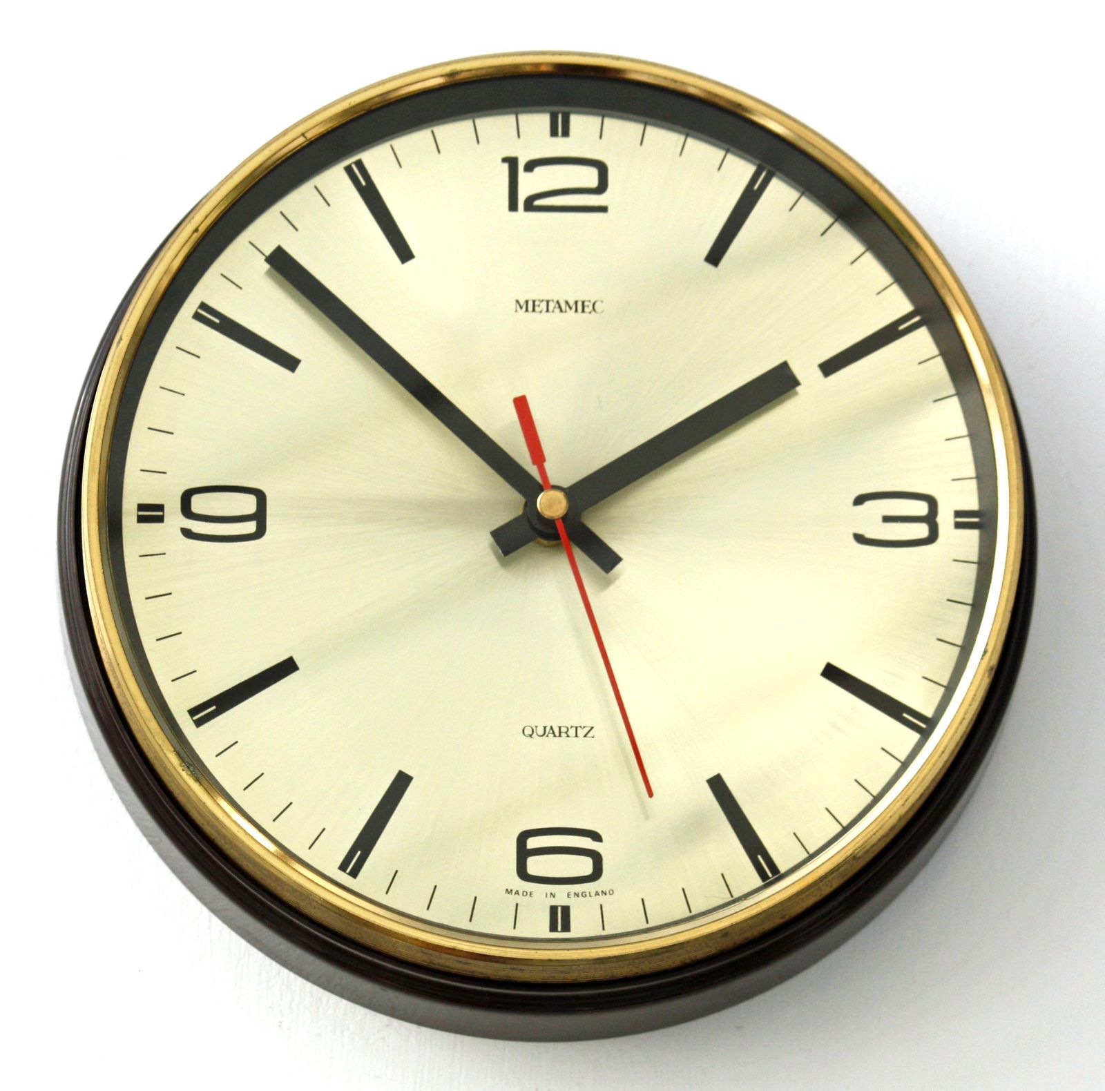 Vintage Metamec Wall Clock   22cm Brown Retro Mid Century Clock Gift Kitchen Clock Off The Wall Clocks