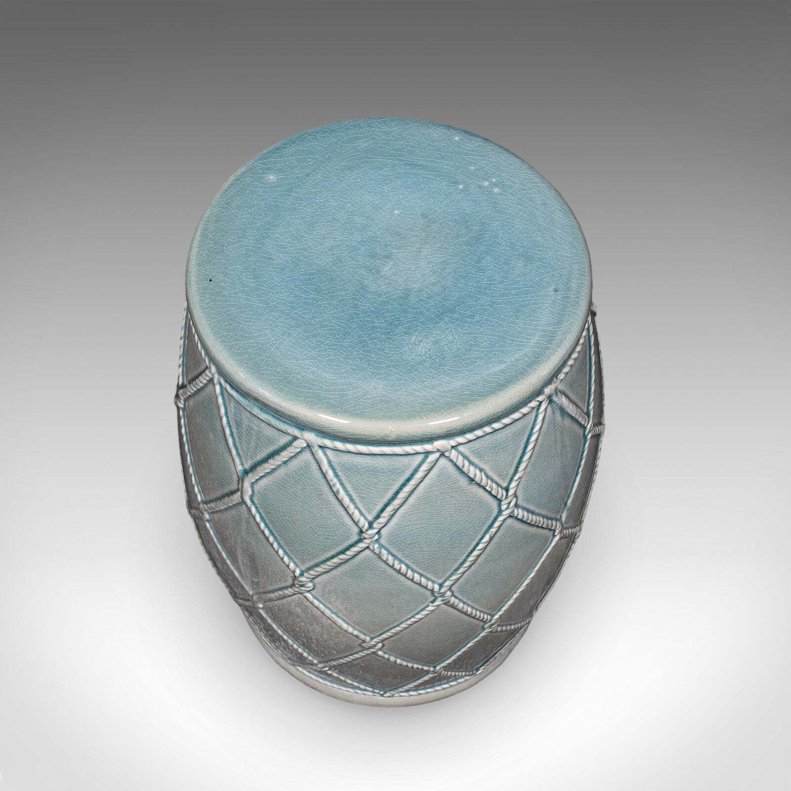 Vintage Planter Base, Chinese, Ceramic, Jardiniere Stand, Garden Seat, Maritime photo vinterior