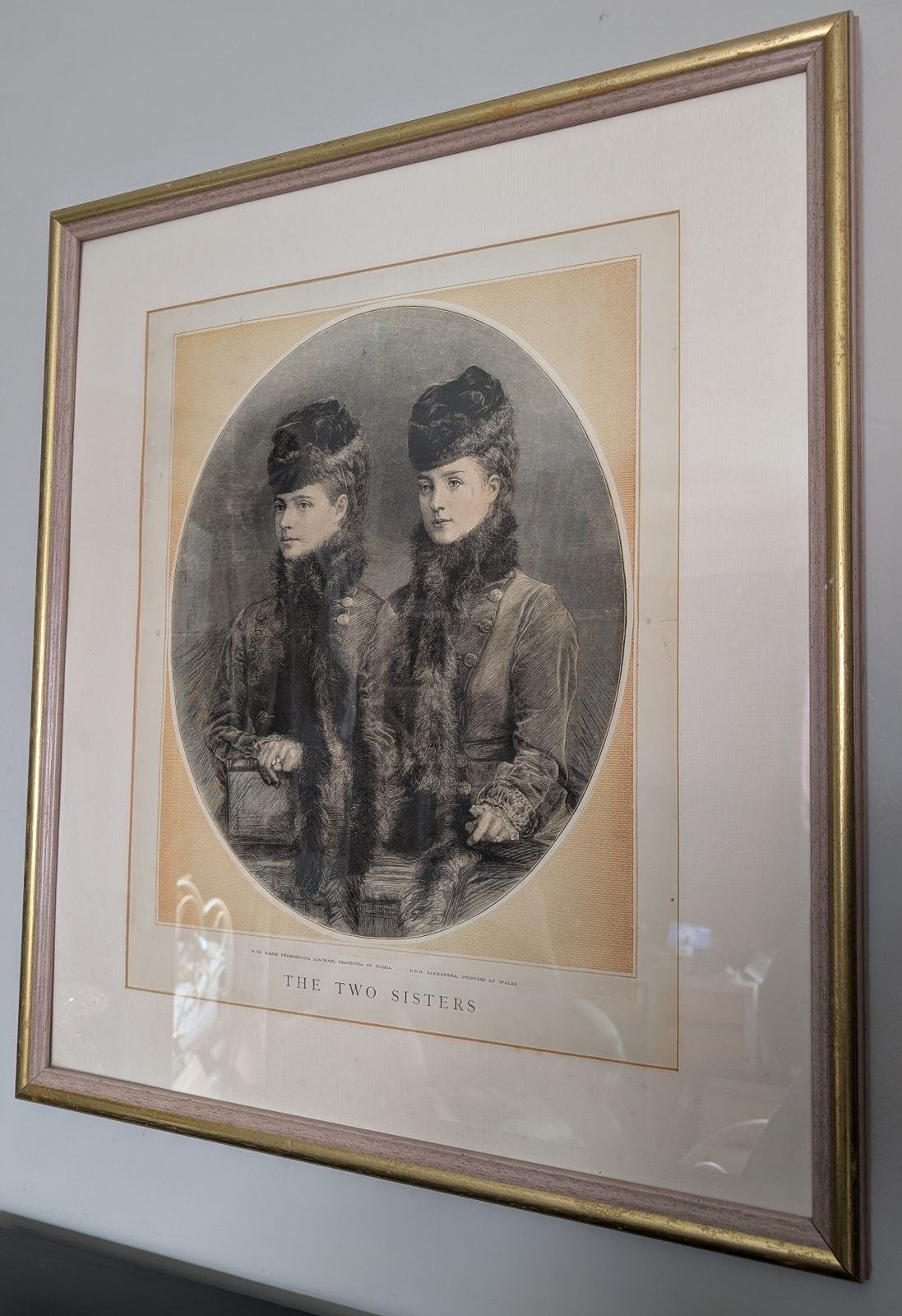 Antique The Two Sisters Engraving The Graphic 1875 Framed