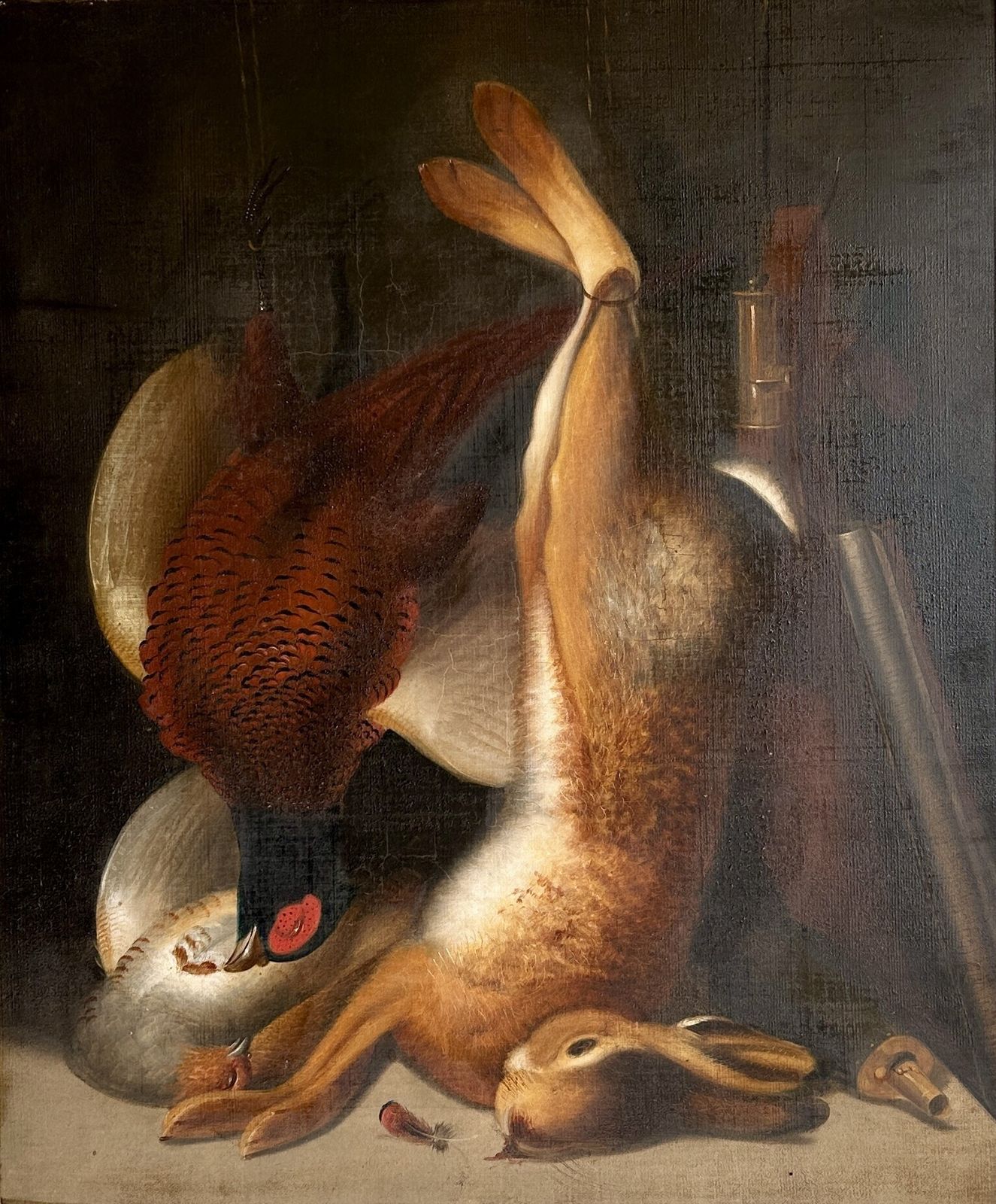 Oil Painting Still Life Of Game With Hare, Pheasant And Partridge   19th Century English School, In The Manner Of Benjamin Blake photo furniture