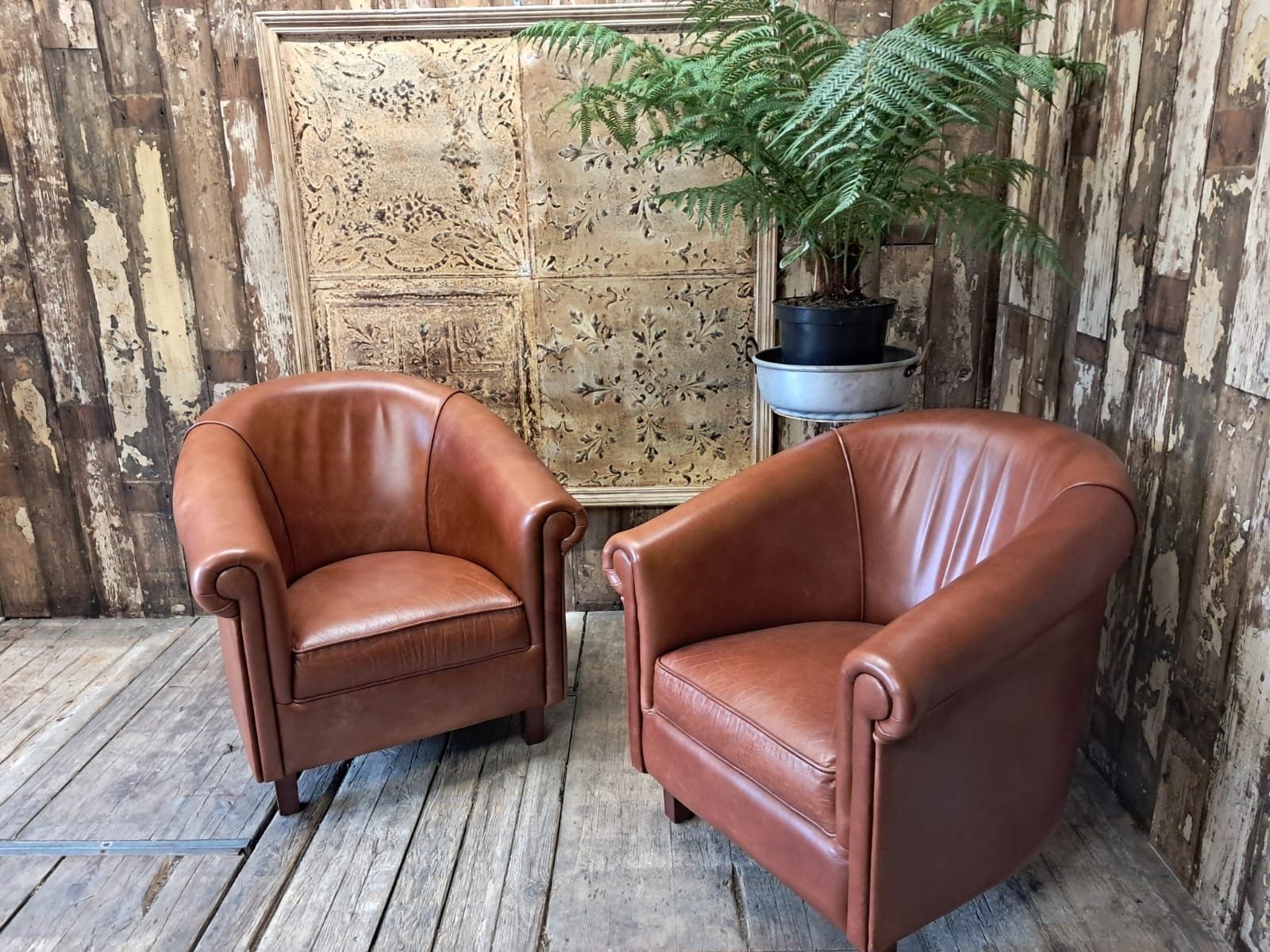 Pair Of Leather Tub Chairs, 1980s photo furniture