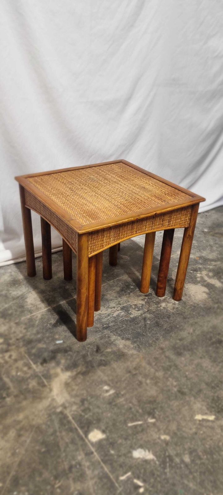 Vintage Bamboo Rattan Nest Of Tables. photo for sale