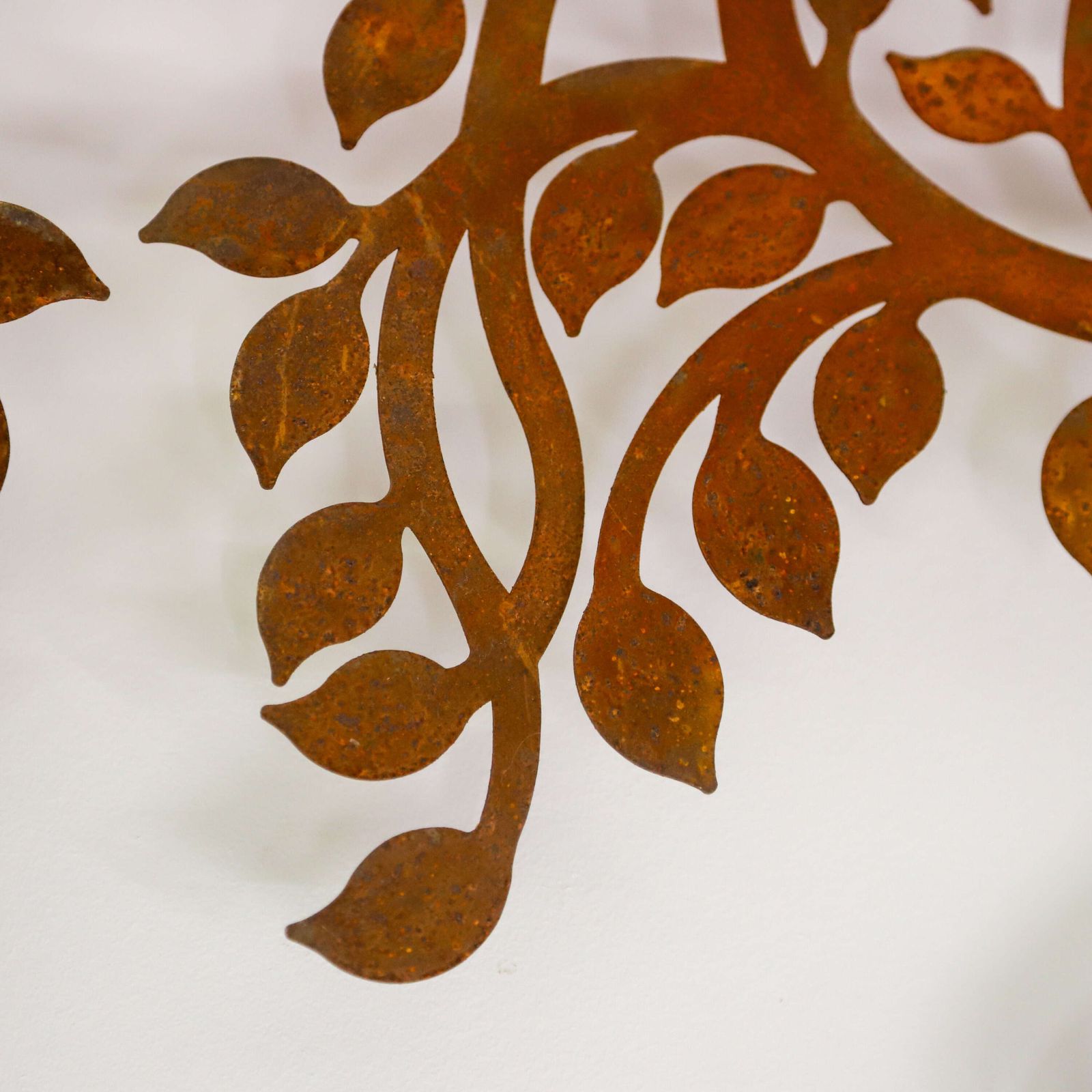 Pair Of 1970s Weathered Metal Tree Wall Hangings   English Decorative Art photo vintage