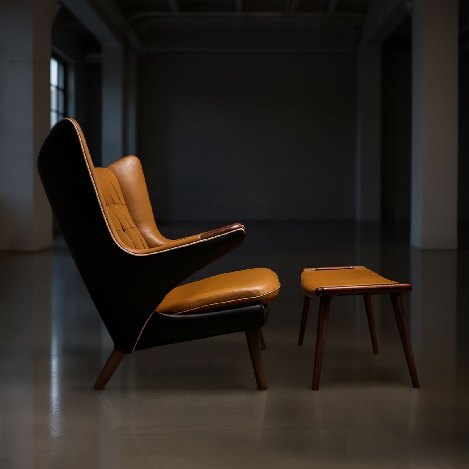 1960s Vintage Danish Hans Wegner Papa Bear Chair And Matching Ottoman For Ap Stolen photo furniture