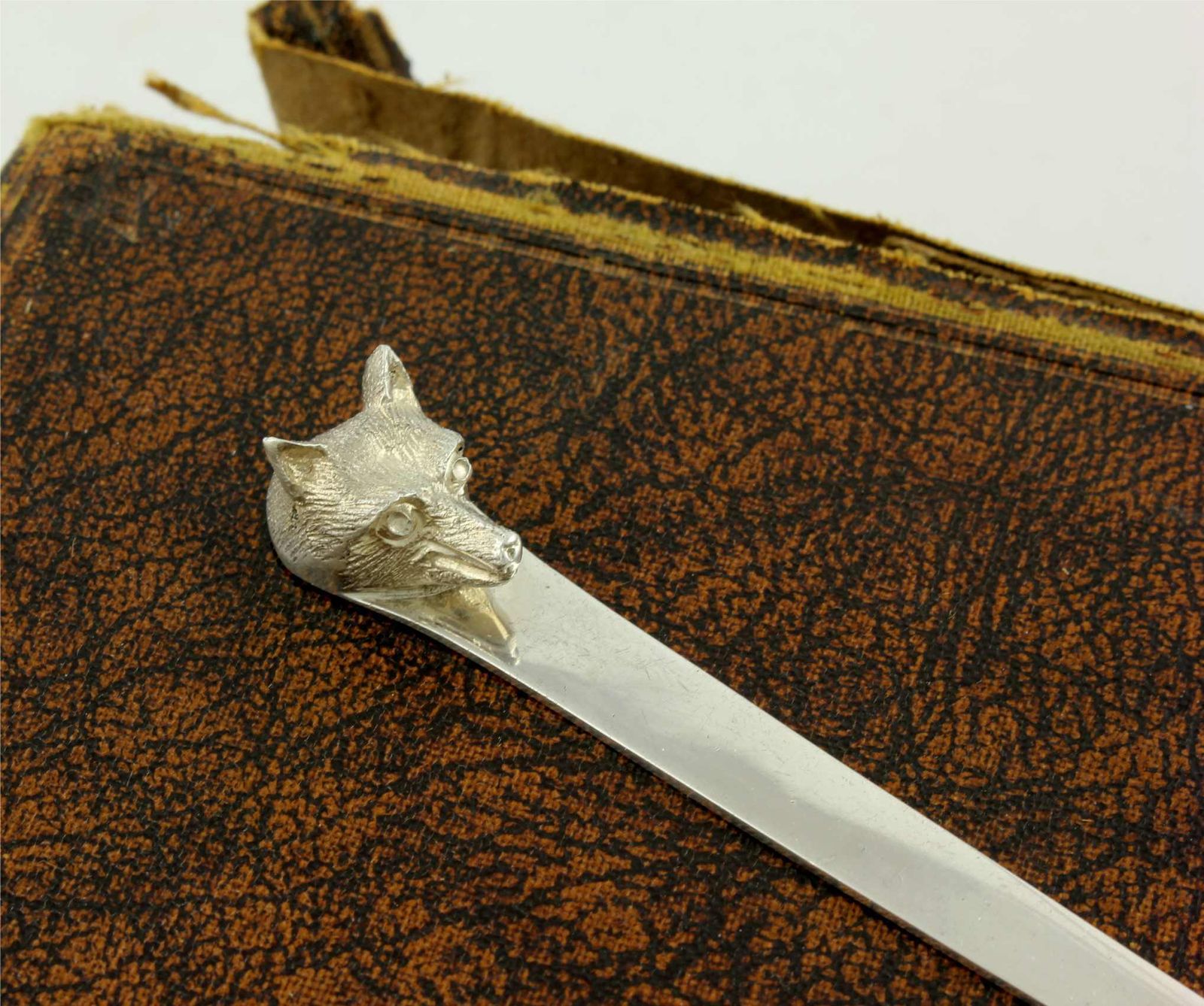 Antique Asprey Fox Head Silver Letter Opener. Paper Knife. Page Turner. photo for sale
