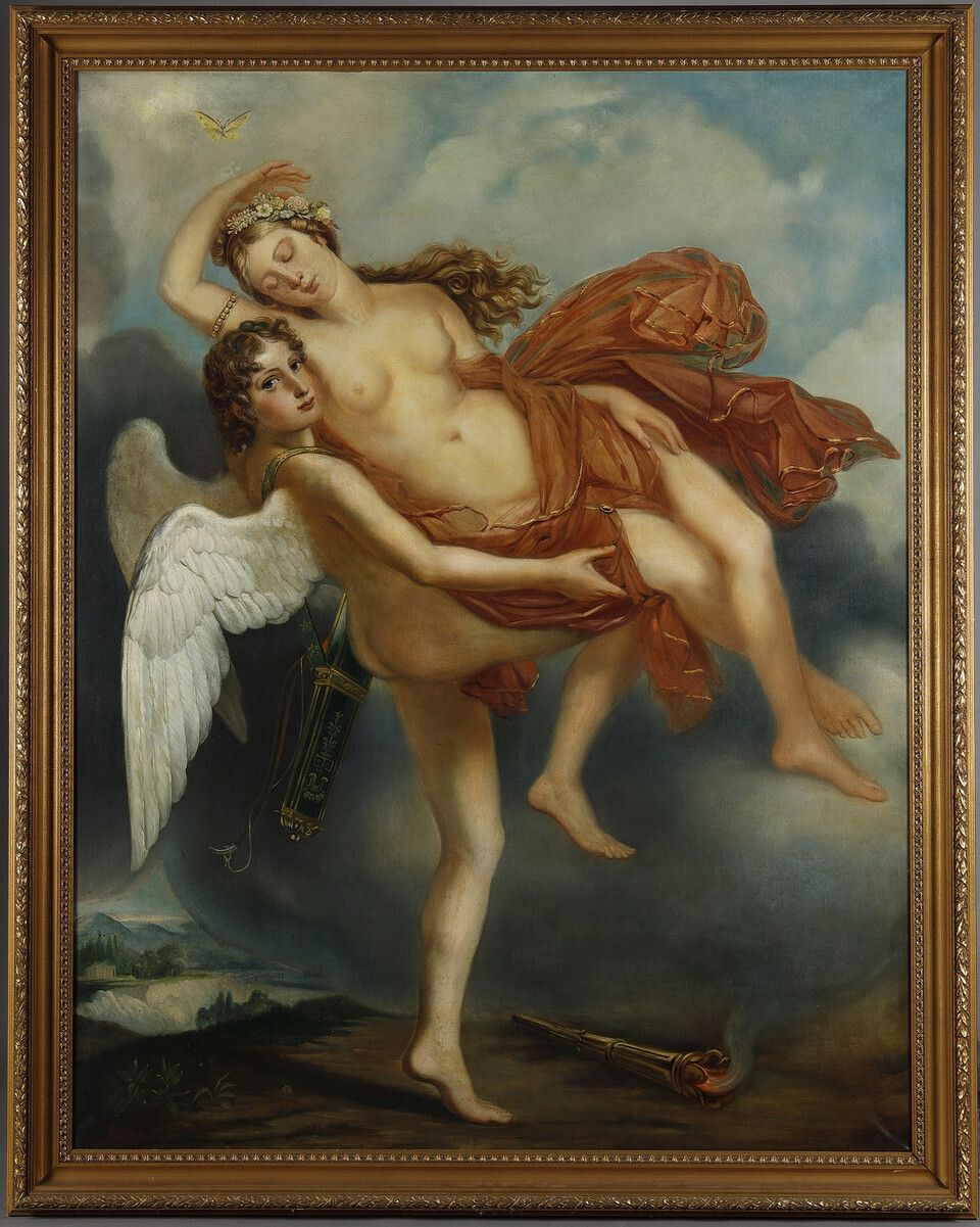 Very Large Painting Of Psyche And Love From The French Neoclassical School photo Art