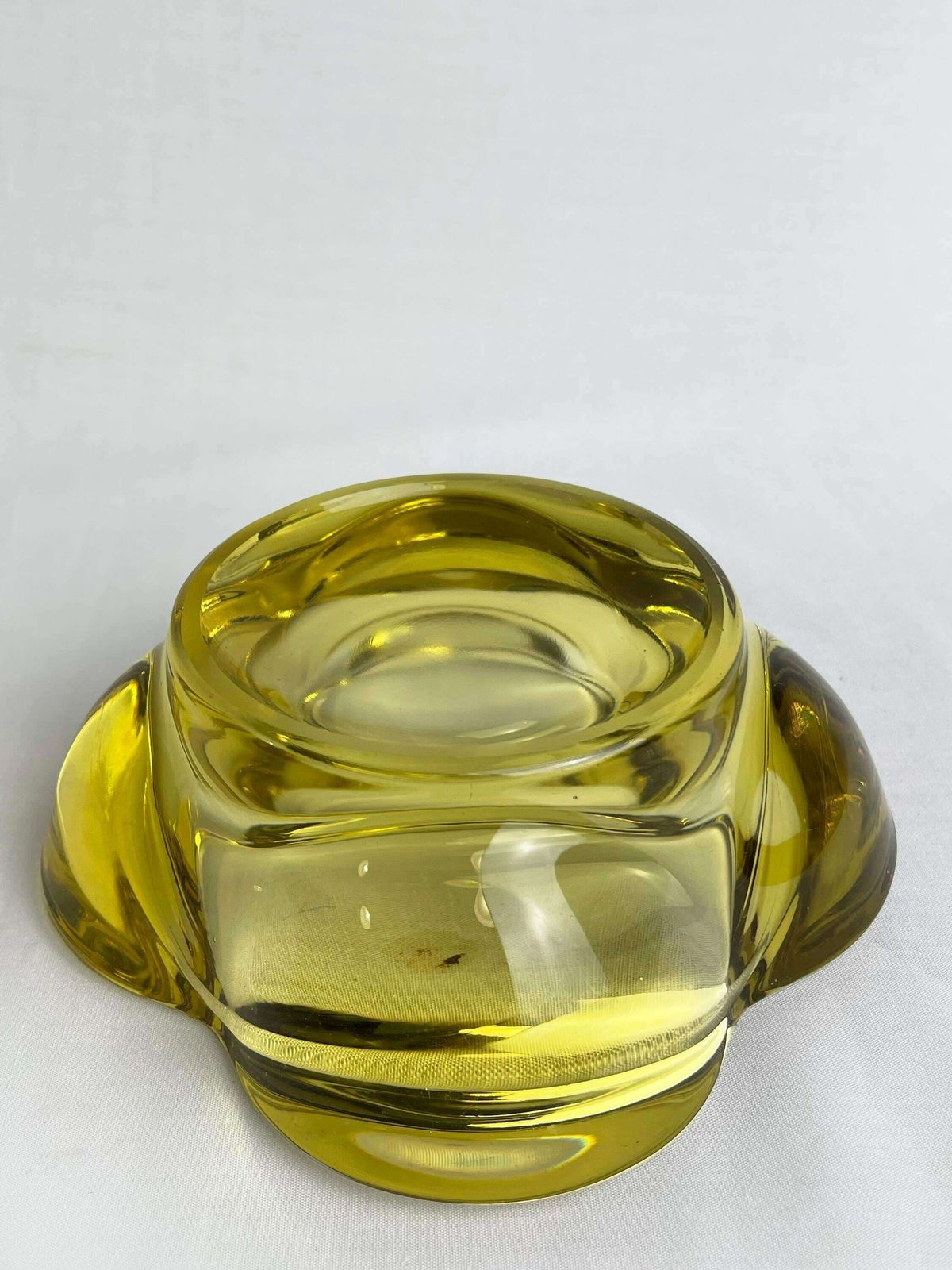 Vintage Art Glass 1960s R Jurnikl Rosice Sklo Yellow Bowl Pattern 1175 Bohemian, Retro Art Glass Bowl, Czech Vintage Glass, Bright Yellow photo Home Decor