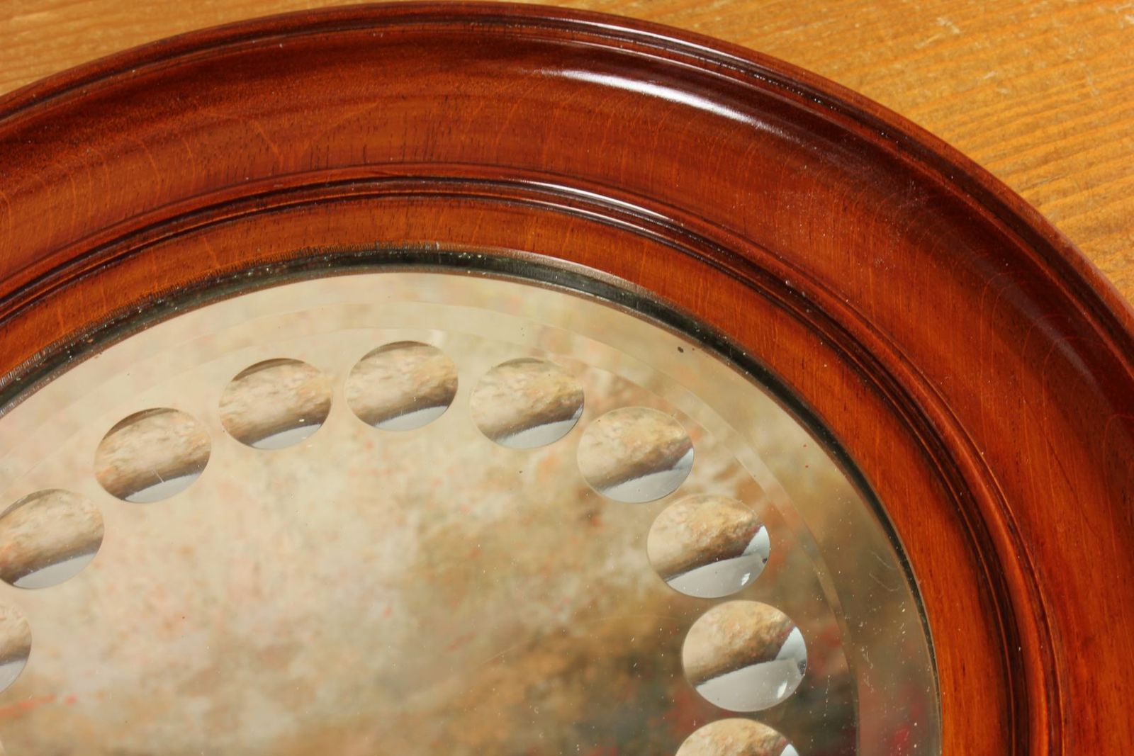 photo vinterior Pair Victorian Sorcerer's Mirrors. Antique Round Convex Witch's Mirror.