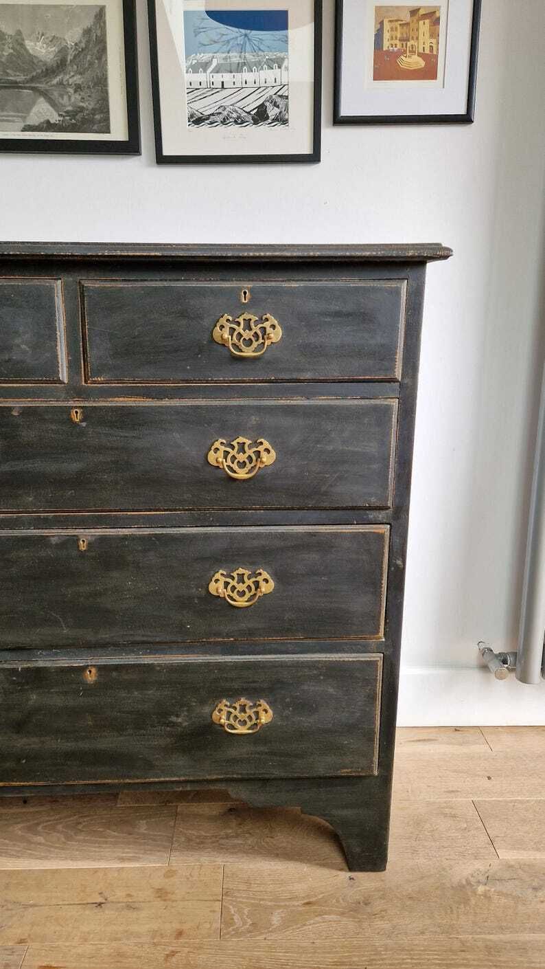 Antique/Vintage Chest Of Drawers Painted In Black photo for sale