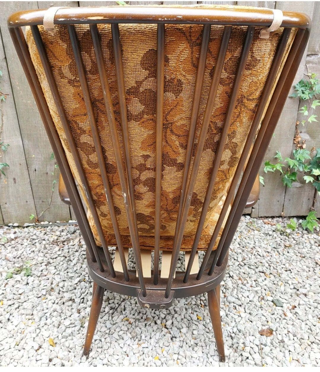 Mcm High Back Ercol 478 Chair Traditional Dark Finish Refurbished photo furniture
