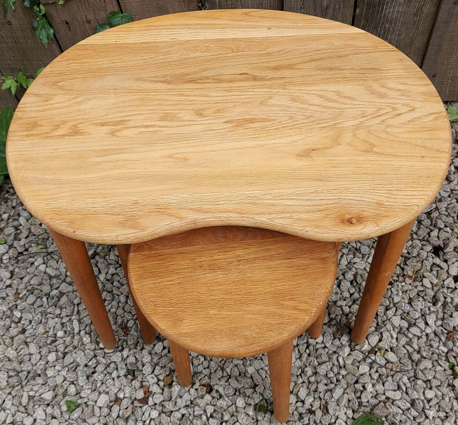 Mcm Kidney Shaped Oak Nest Of Tables photo for sale