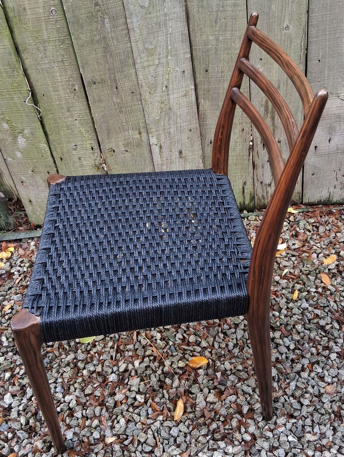 Mcm Ladder Back Danish Papercord Statement/Desk Chair Walnut Effect photo vinterior