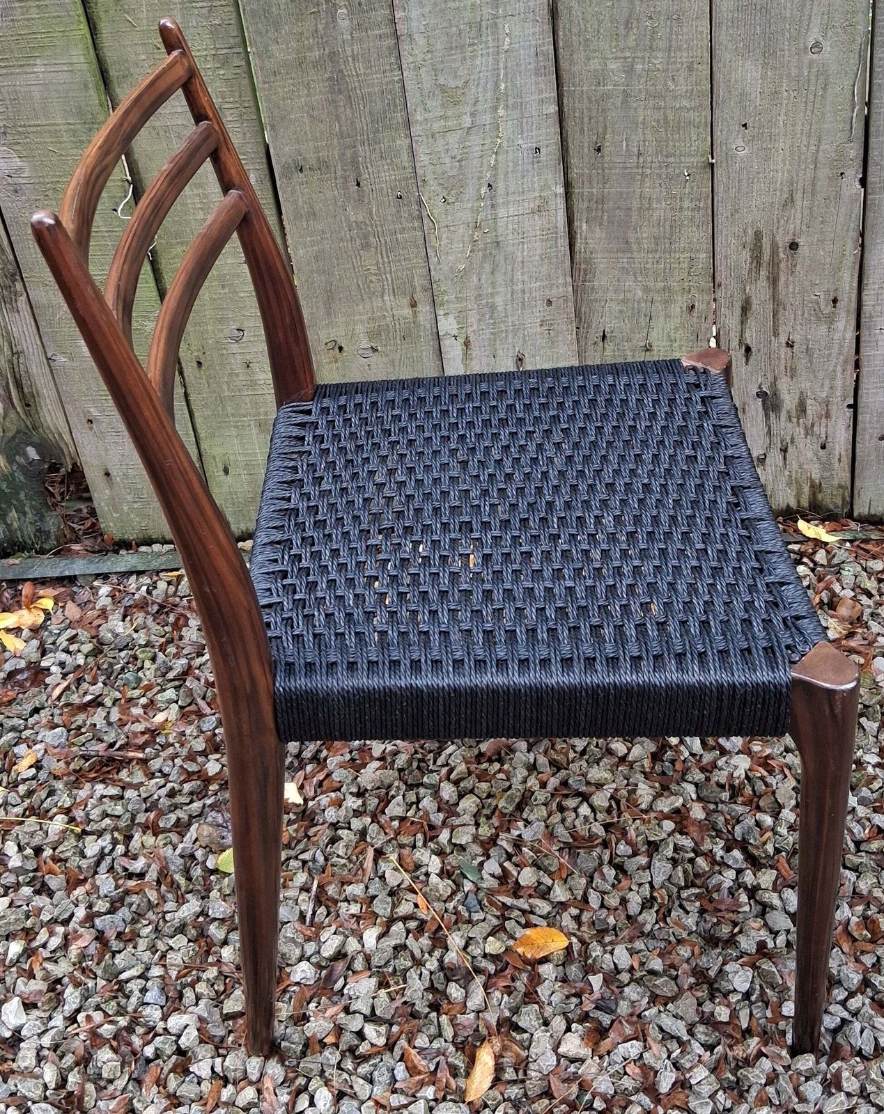 photo for sale Mcm Ladder Back Danish Papercord Statement/Desk Chair Walnut Effect