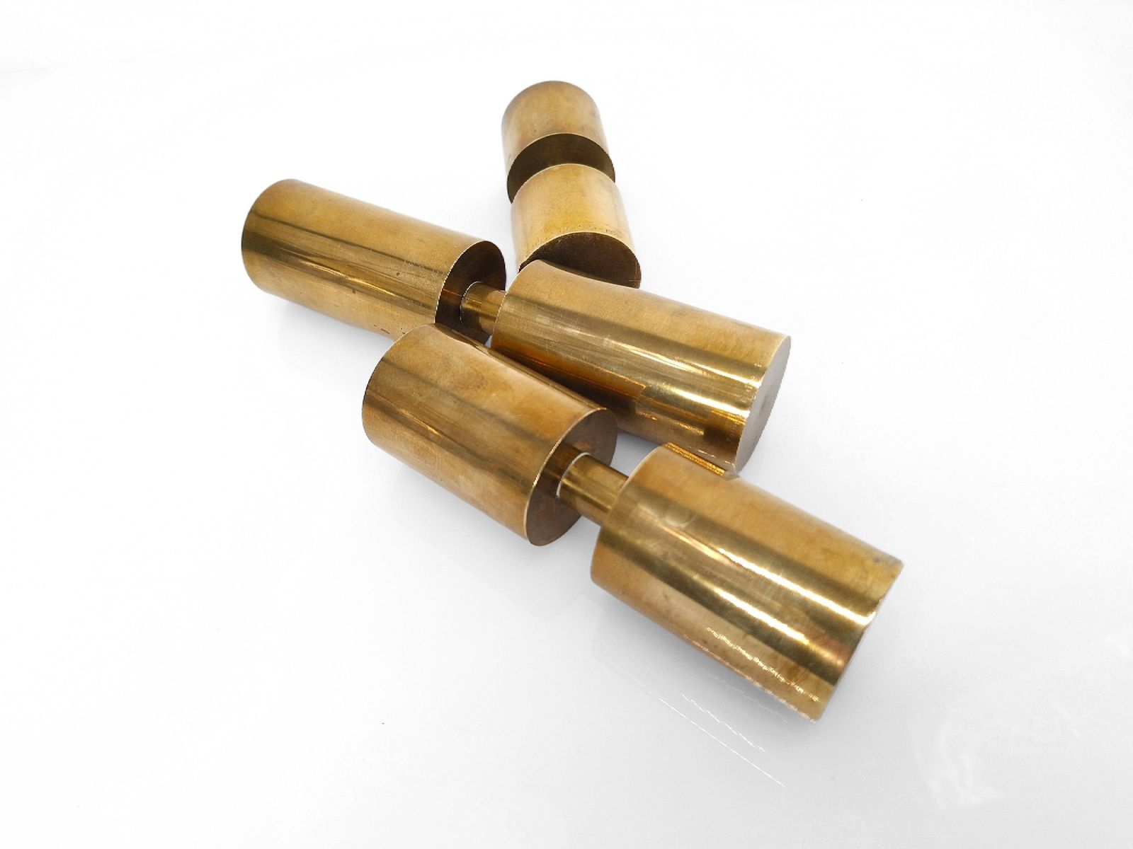3 Scandinavian Candlesticks In Solid Brass, Thelma Zoega, Sweden, 1976 photo vinterior