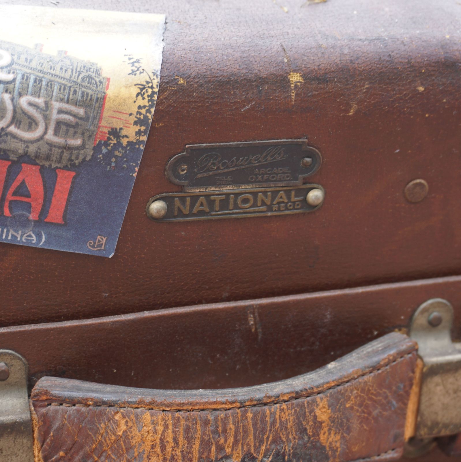 1920s Bentwood Steamer Trunk With Travel Stickers To Use For Prop Or Theatre Dressing photo vintage