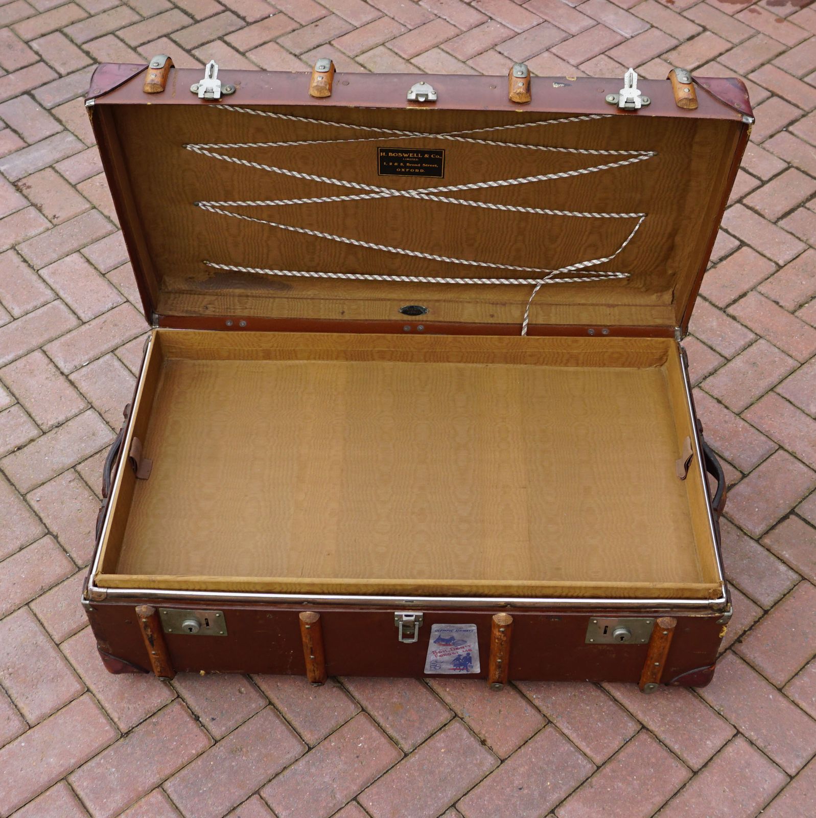 photo furniture 1920s Bentwood Steamer Trunk With Travel Stickers To Use For Prop Or Theatre Dressing