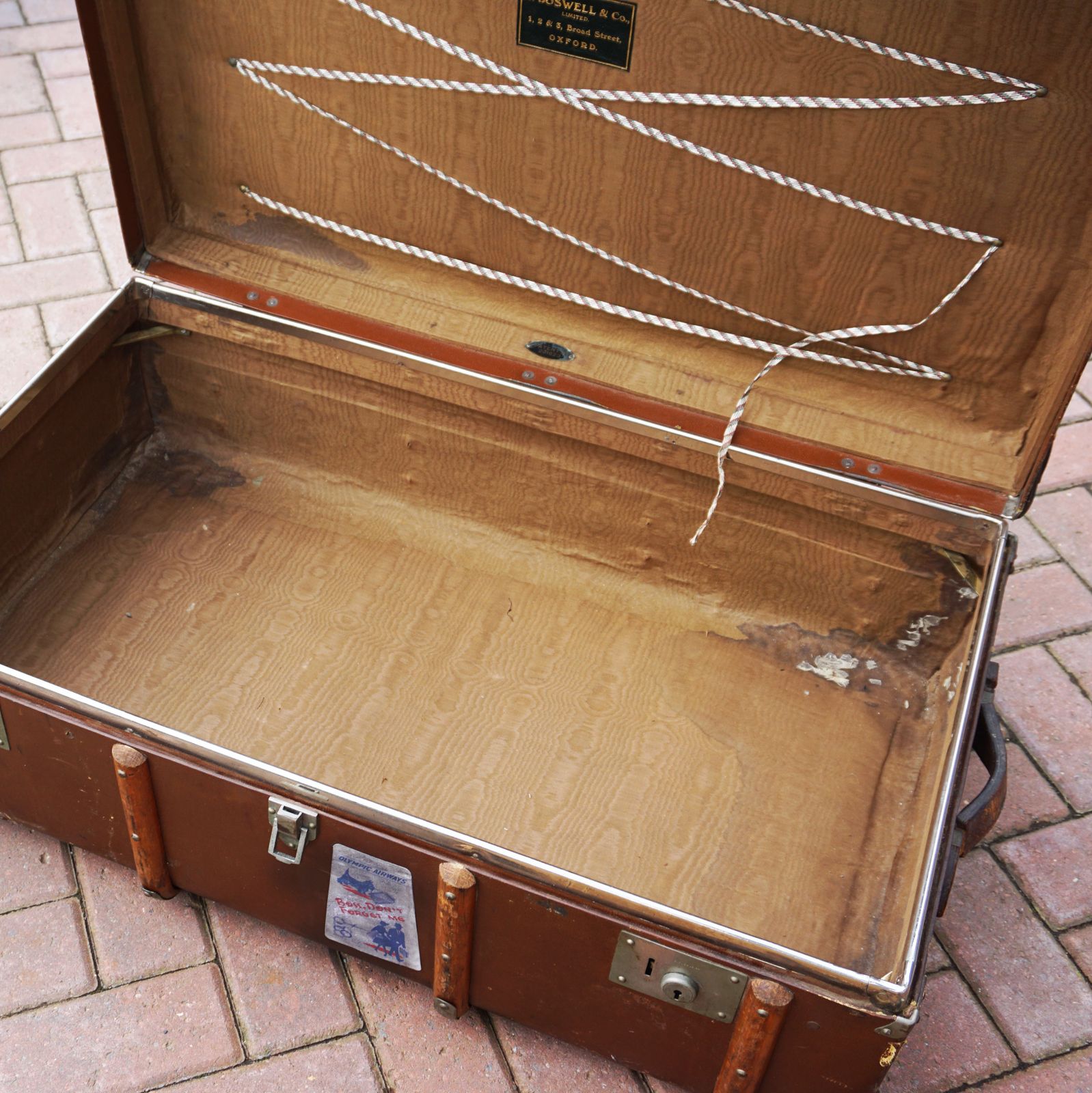 250.0 1920s Bentwood Steamer Trunk With Travel Stickers To Use For Prop Or Theatre Dressing photo