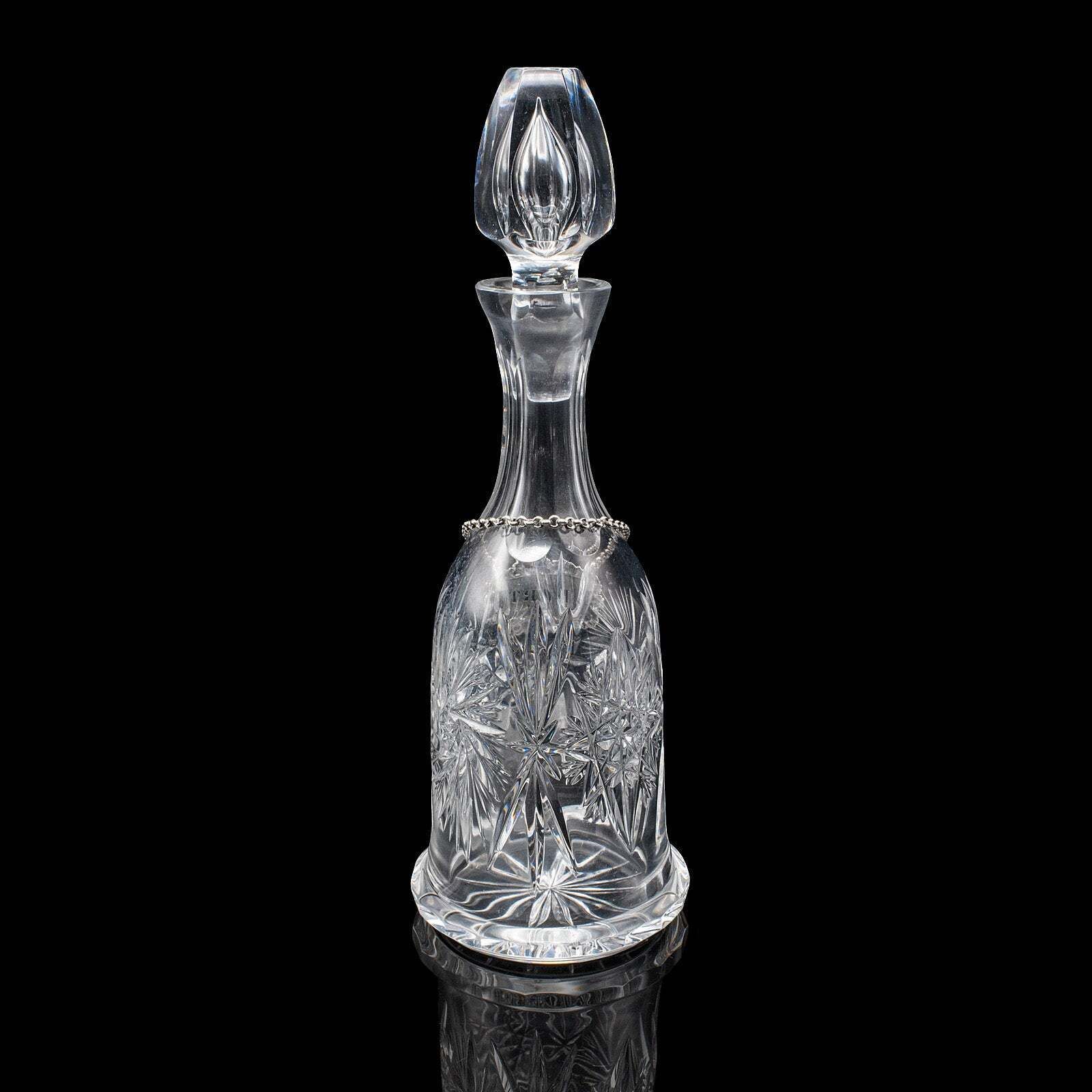 Vintage Port Decanter, English, Glass, Silver Label, Spirit Bottle, Mid Century photo 711.0