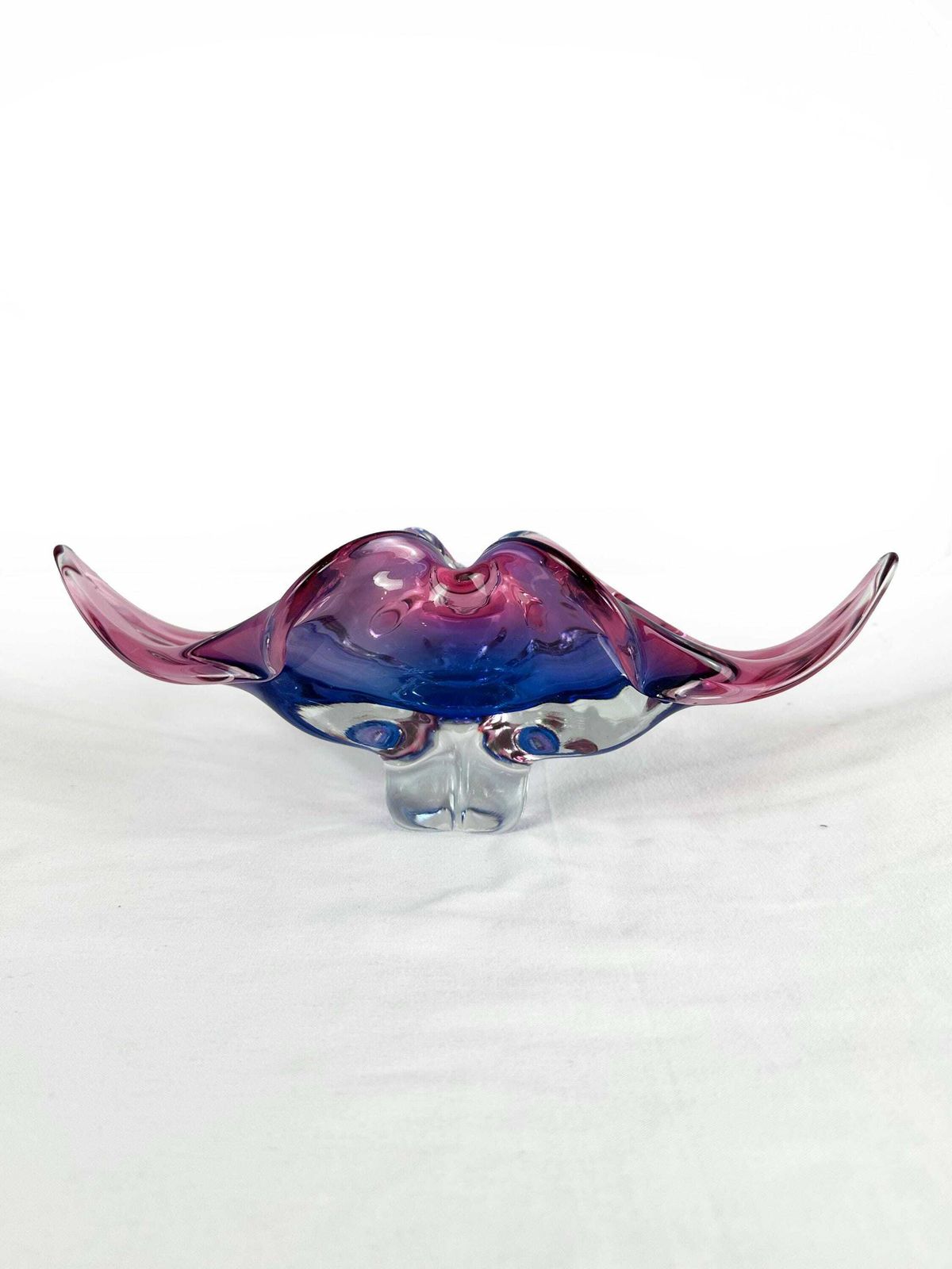 Home Decor Mid Century Sommerso Art Glass Bowl: Blue Pink Chribska Jozef Hospodka photo
