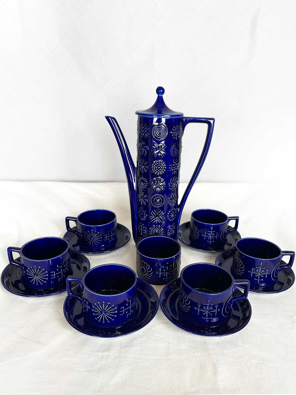 Vintage Portmeirion Totem Coffee Set, Deep Blue Ceramic, Susan Williams Ellis 60s photo Home Decor