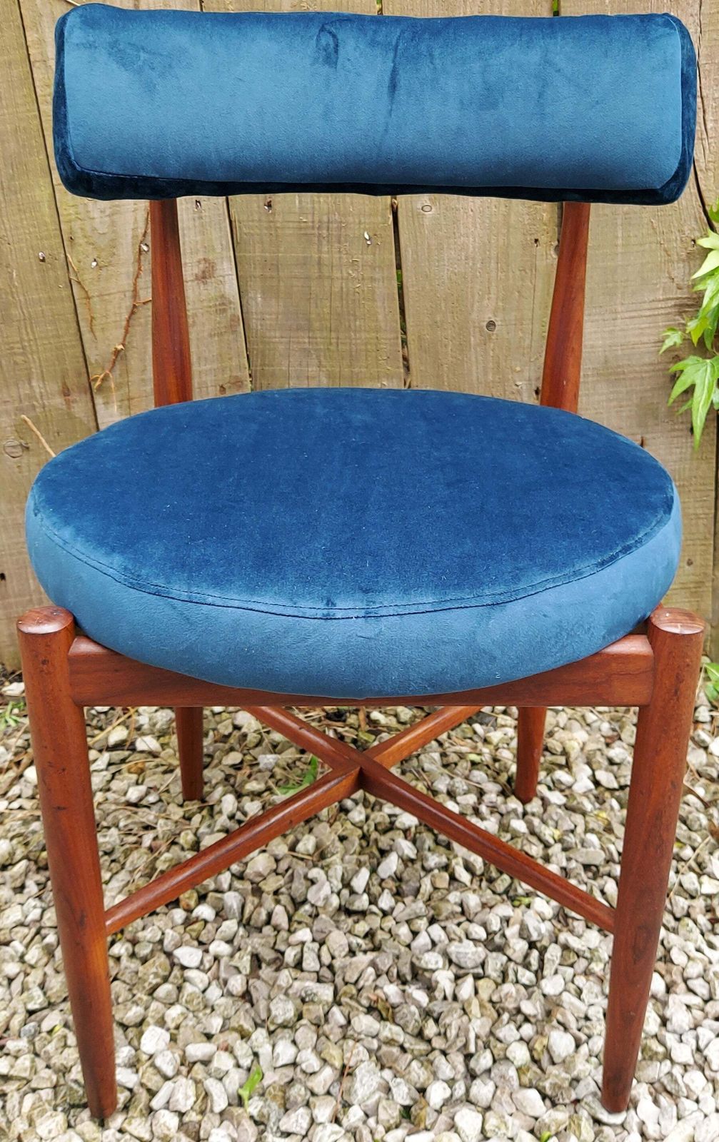 Mcm 4 G Plan Fresco Dining Chairs Dark Blue Velvet photo for sale