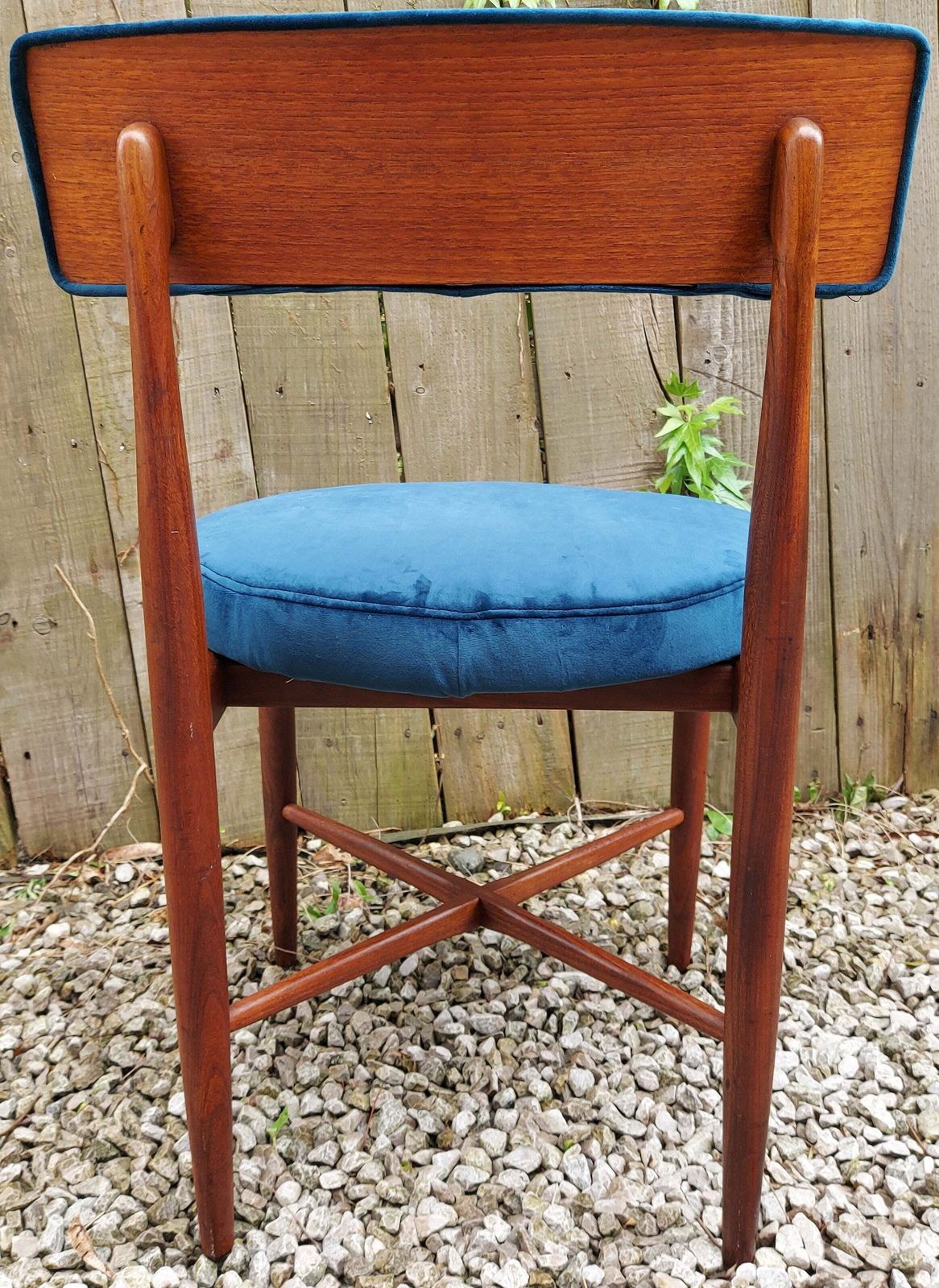 Mcm 4 G Plan Fresco Dining Chairs Dark Blue Velvet photo vinterior