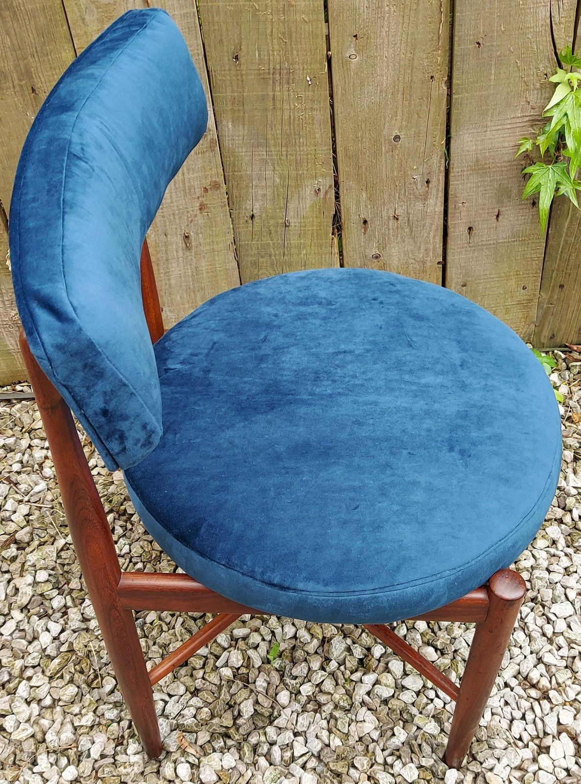 Mcm 4 G Plan Fresco Dining Chairs Dark Blue Velvet photo vintage