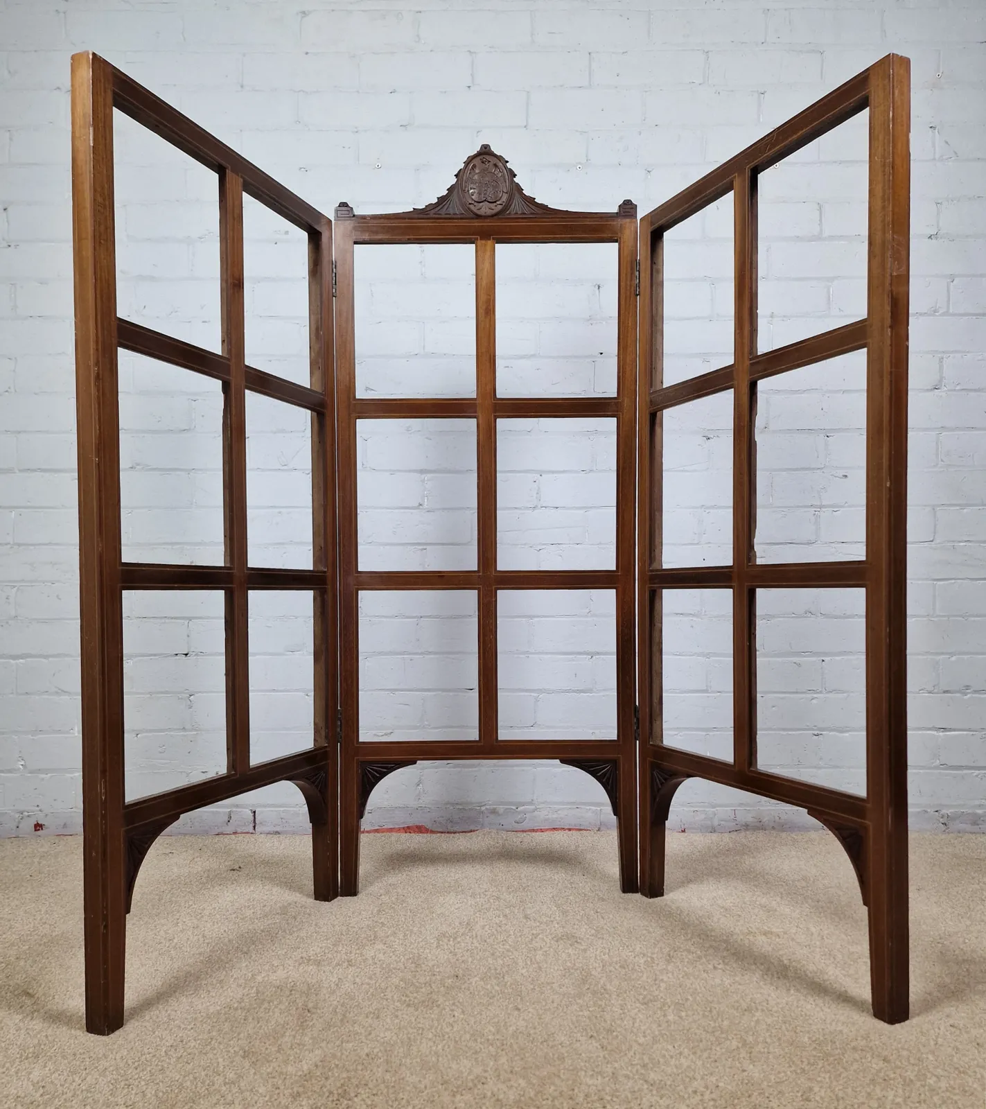 Antique Mahogany Folding Screen   Edwardian (1901   1910) photo Home Decor