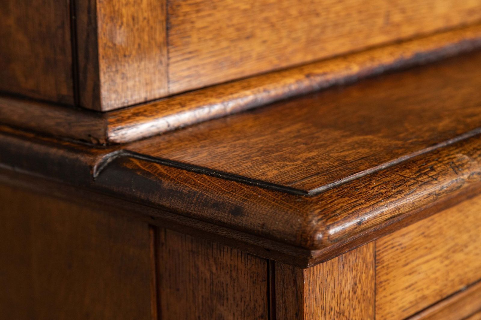 Furniture Large 19thc English Oak Glazed Bookcase Cabinet photo