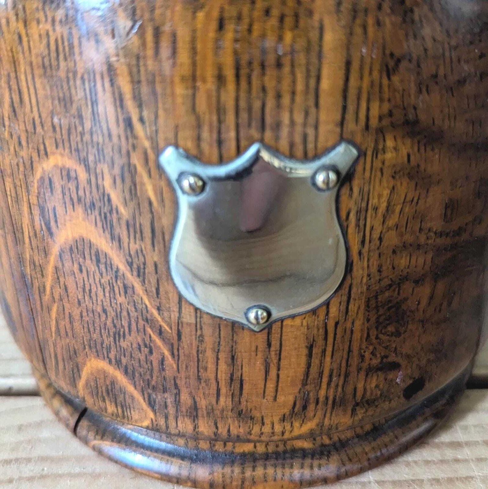 1930s Oak Wooden Biscuit Barrel With Silver Plated Fittings Cookie Jar photo furniture