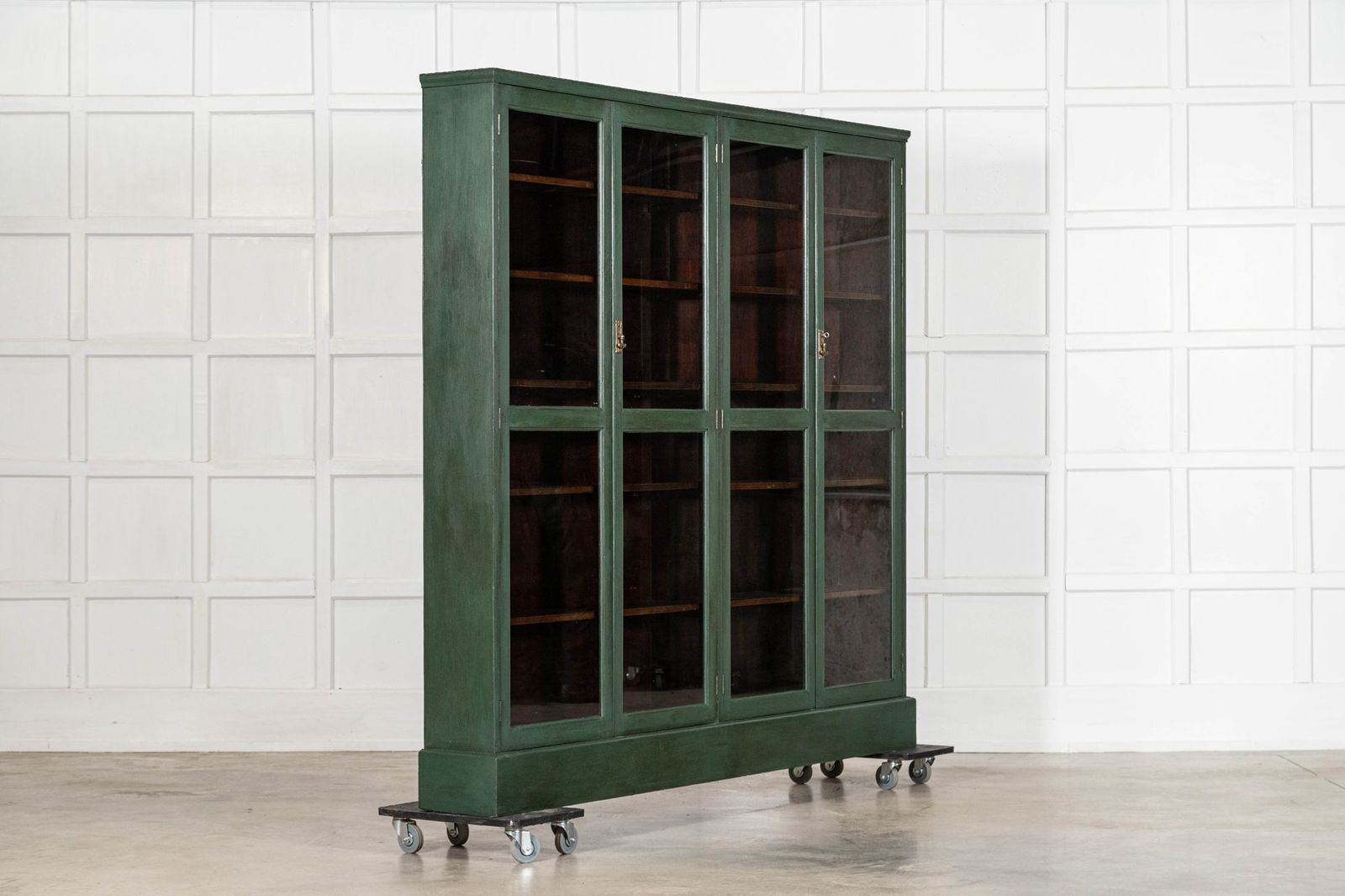 Large 19thc English Painted Mahogany Glazed Bookcase photo for sale