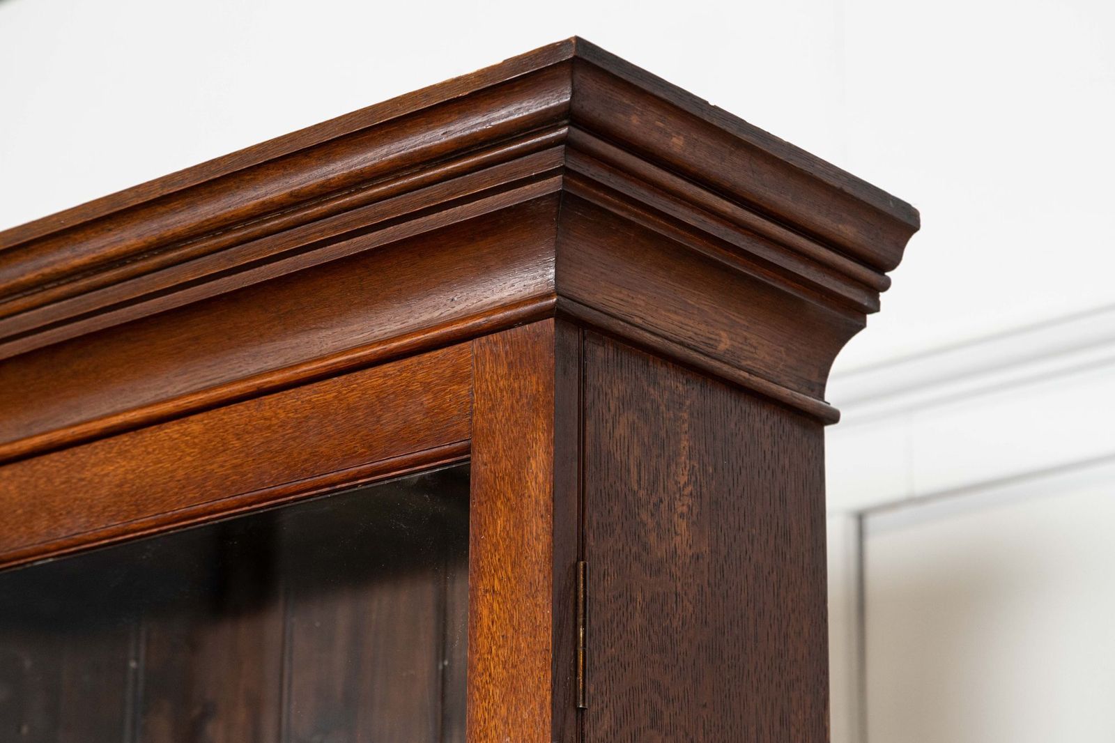 photo buy Large 19thc English Oak Glazed Bookcase Cabinet