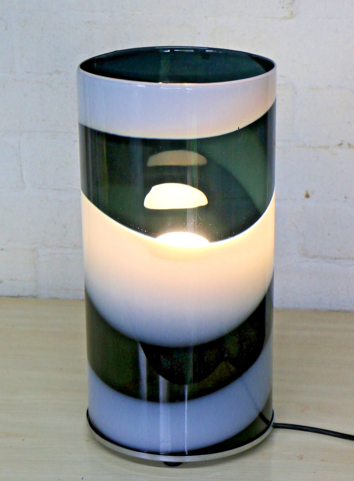 Table Lamp A Kosta Boda "Power" Glass Black & White Lamp Anna Ehrner Signed Vgc photo for sale