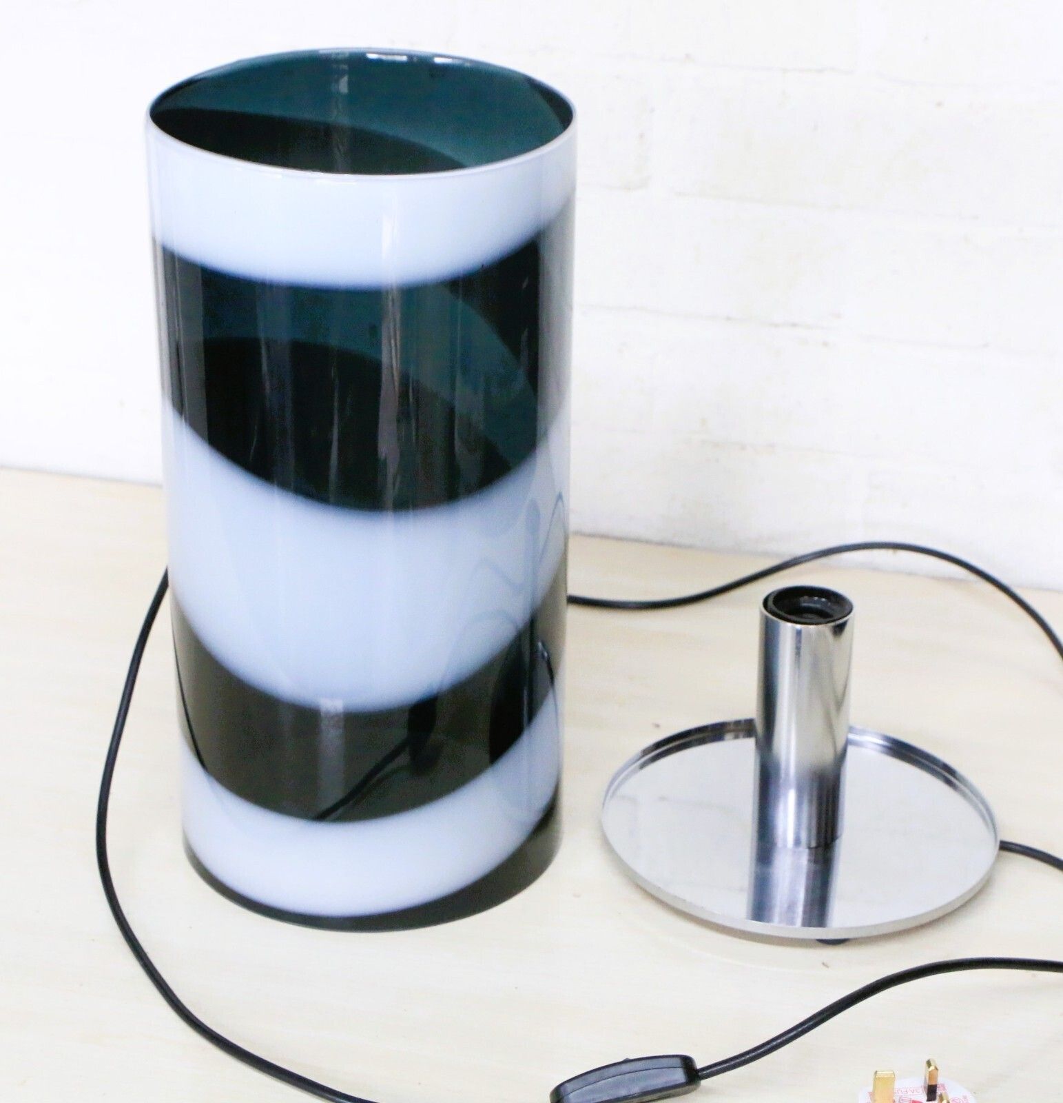 Table Lamp A Kosta Boda "Power" Glass Black & White Lamp Anna Ehrner Signed Vgc photo 185.0