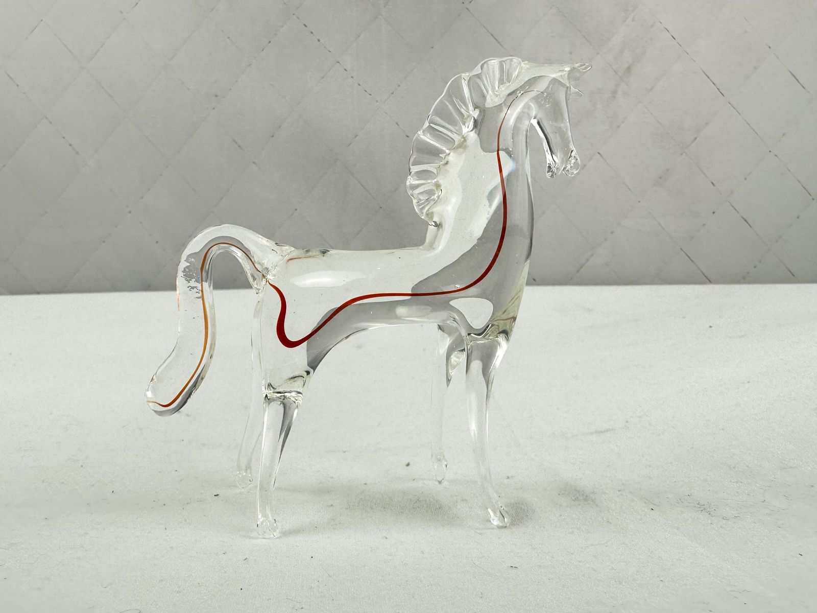 75.0 Two Mid Century Murano Sommerso Horse Figurines Made In Italy 1970 photo