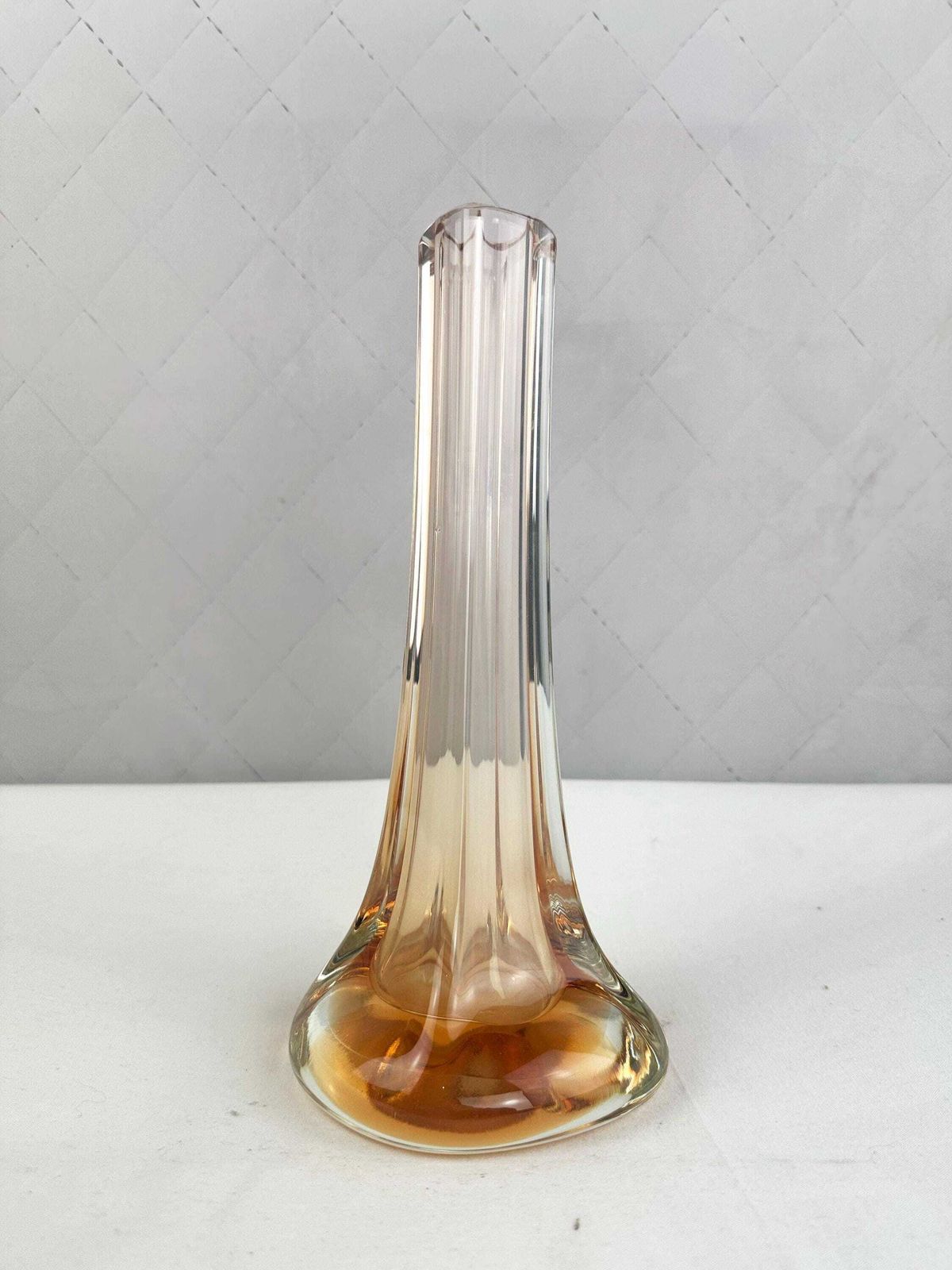Set Of Four Mid Century Art Glass Vases, Mcm Orange White Brown Palette photo vinterior
