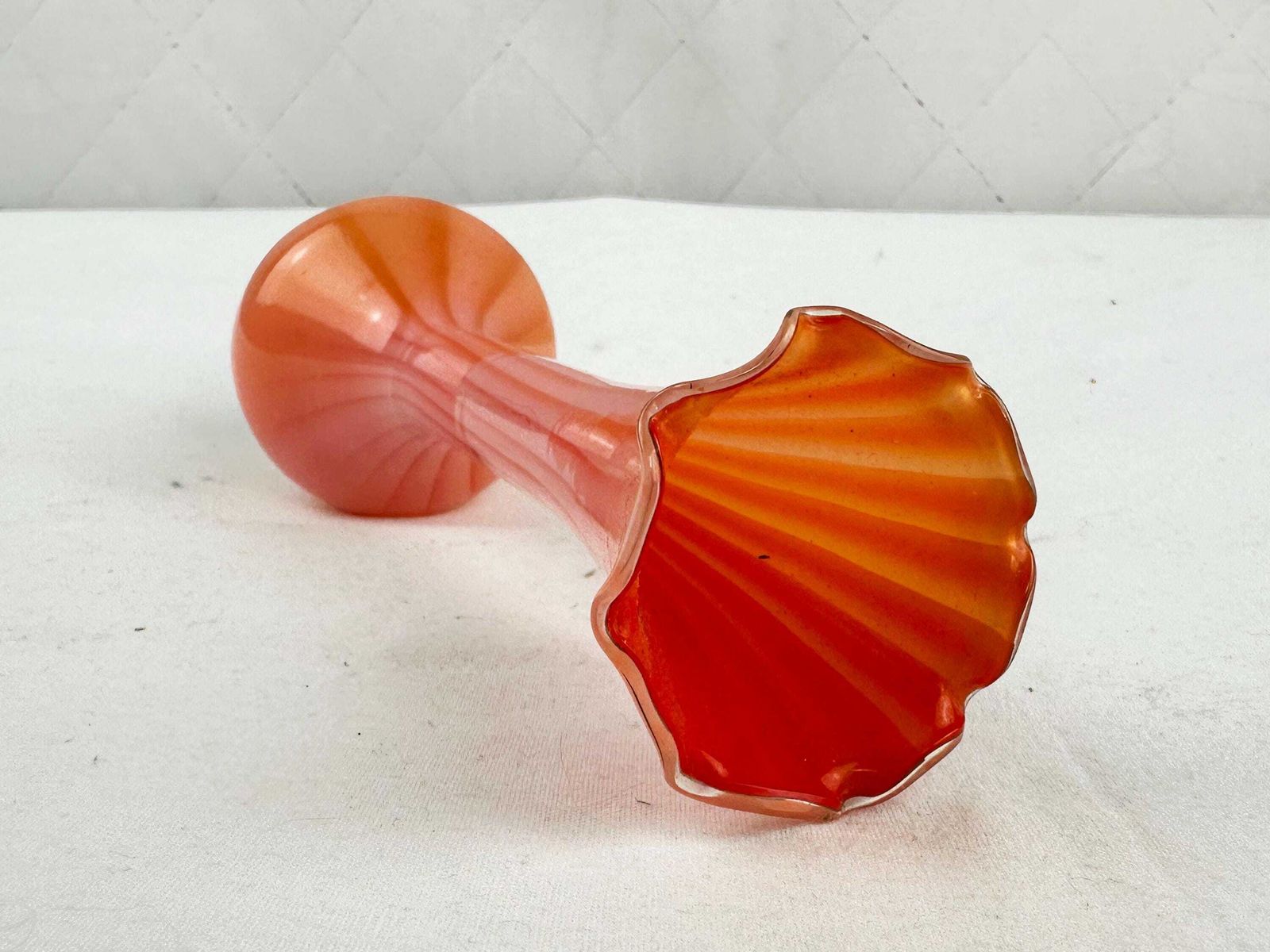 135.0 Set Of Four Mid Century Art Glass Vases, Mcm Orange White Brown Palette photo