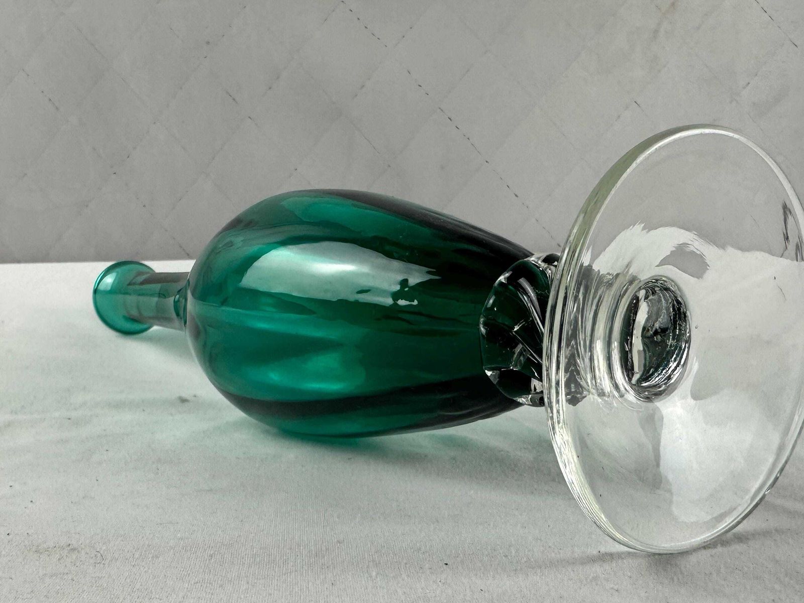 photo buy Mid Century Empoli Glass Vases: Aqua Marine, Teal, Emerald Tones (Set Of 4)