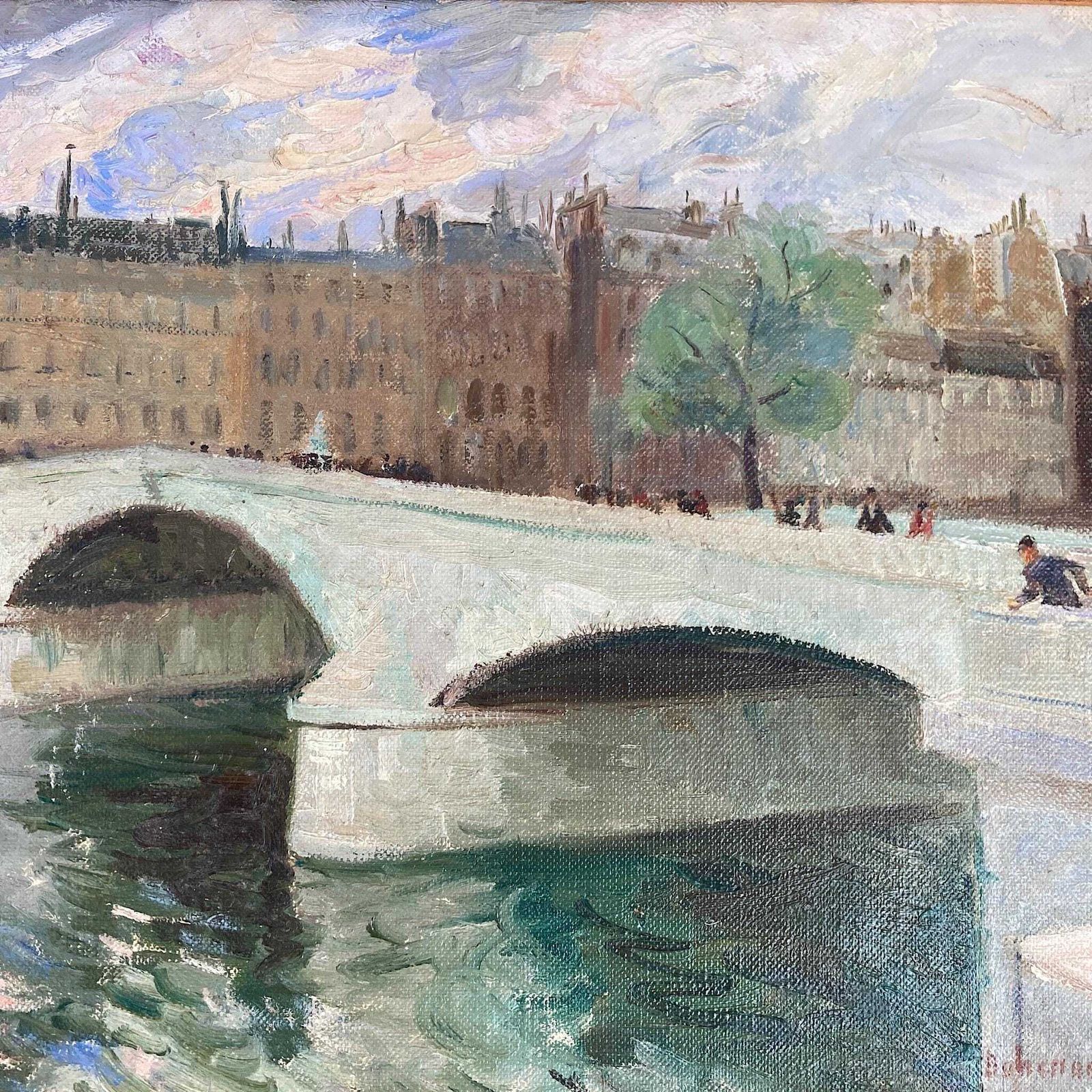 Paris   An Original Vintage Painting Of Paris Circa 1950   Framed Oil On Canvas photo Art