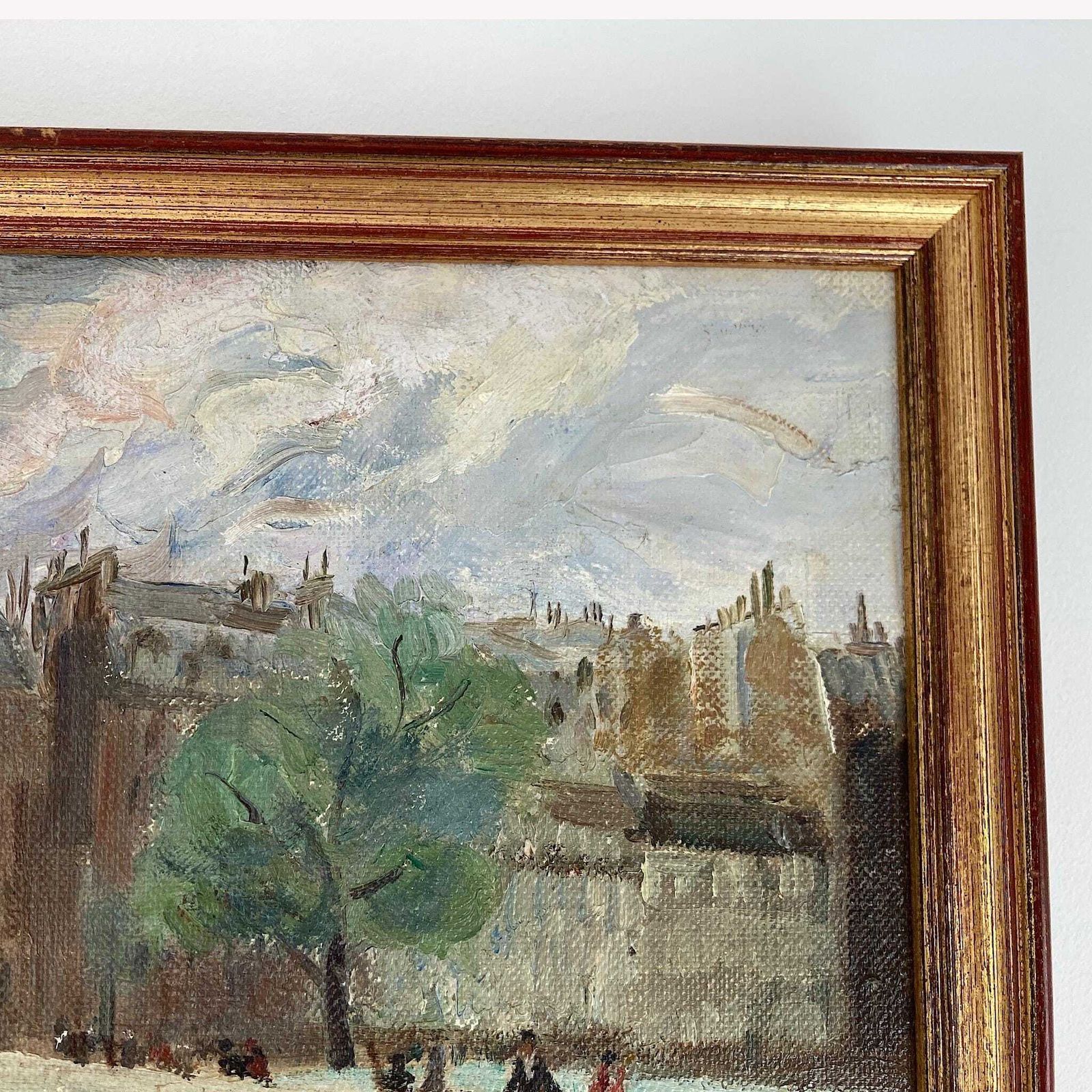 Paris   An Original Vintage Painting Of Paris Circa 1950   Framed Oil On Canvas photo vinterior