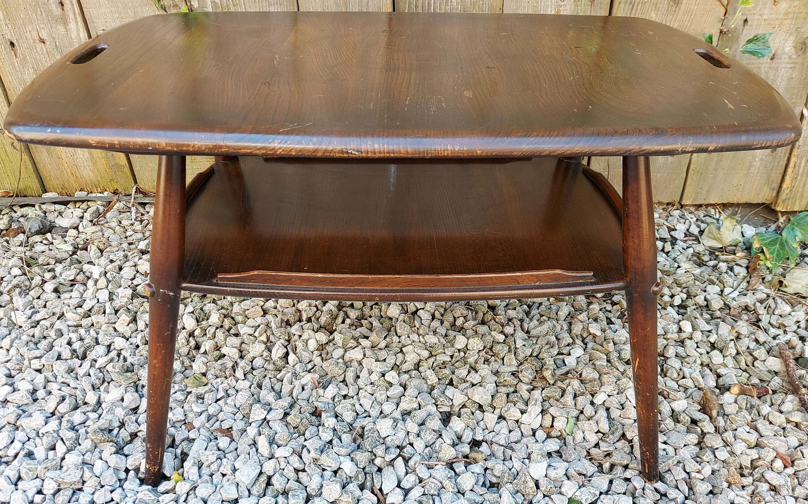 Mid Century Modern Ercol Butler Tray Traditional Finish Blue Label